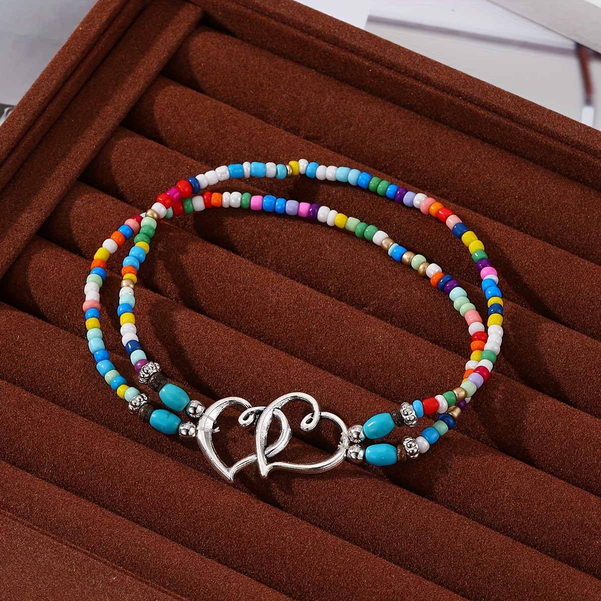 Ensemble 4 bracelets cheville boho multicolores — vue 16
