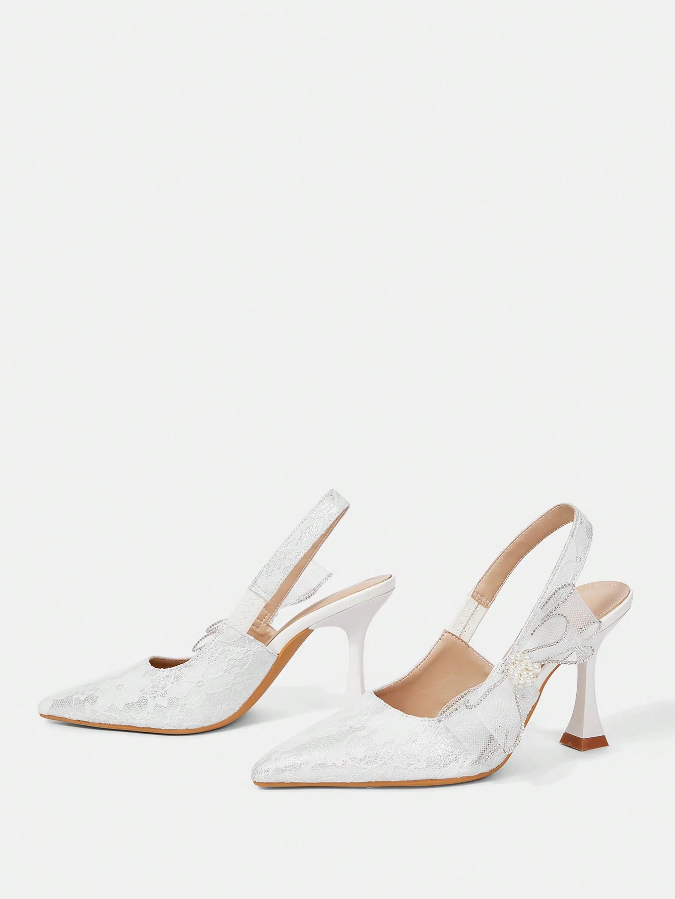 CUCCOO HITCHD Escarpins à talons hauts avec nœud papillon en dentelle blanche pour — vue 3