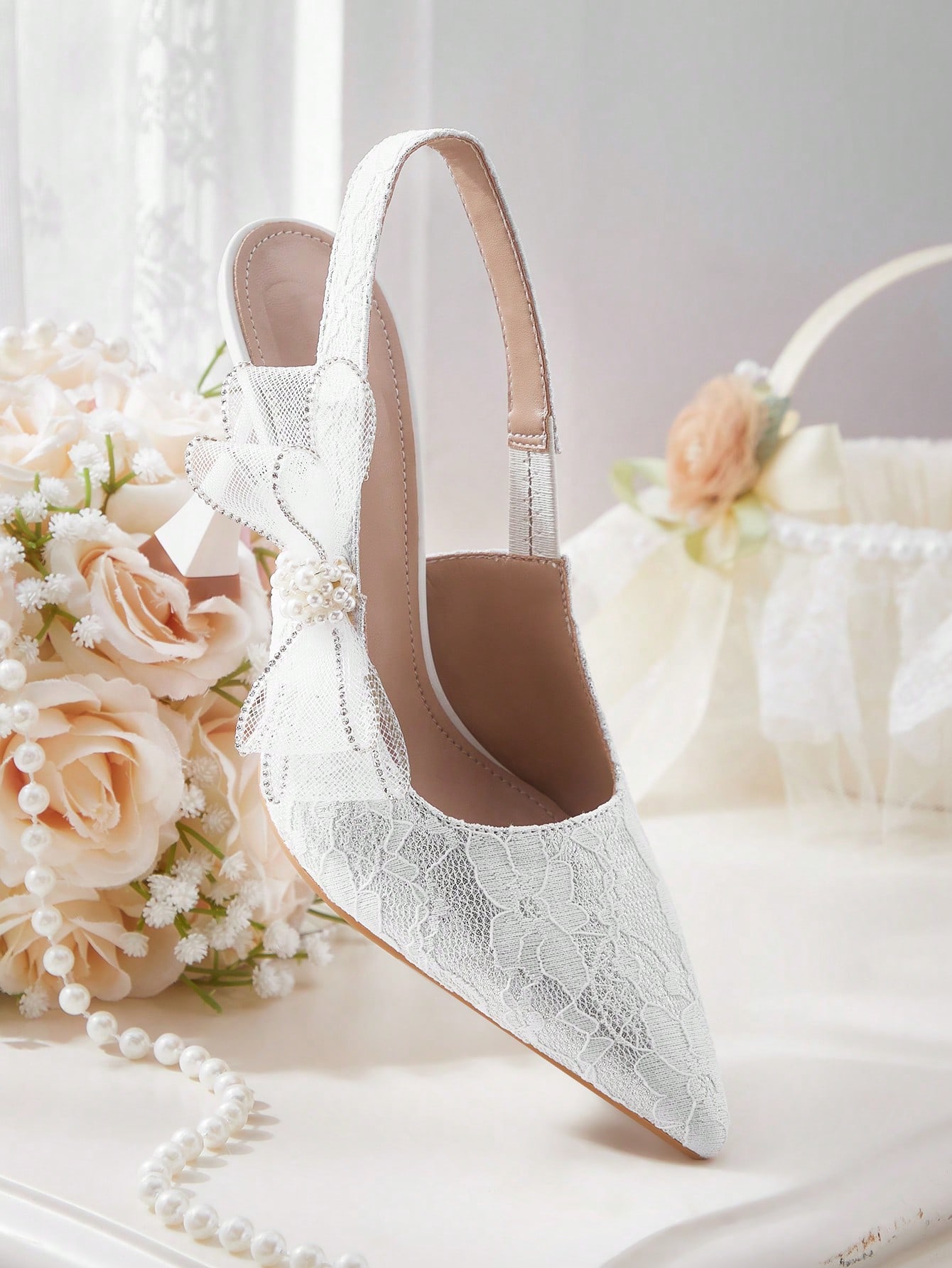 CUCCOO HITCHD Escarpins à talons hauts avec nœud papillon en dentelle blanche pour — vue 6