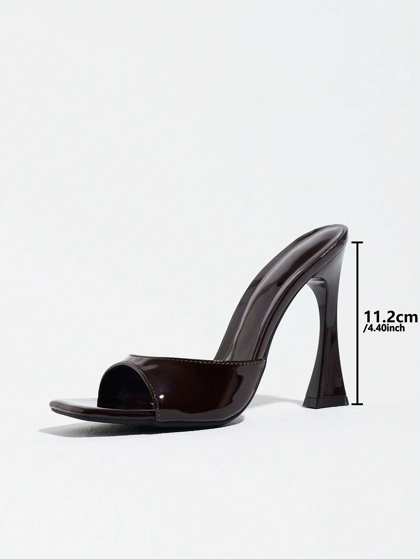 Sandales mules à talons hauts pour femmes, bout carré, finition miroir, bride large, — vue 4