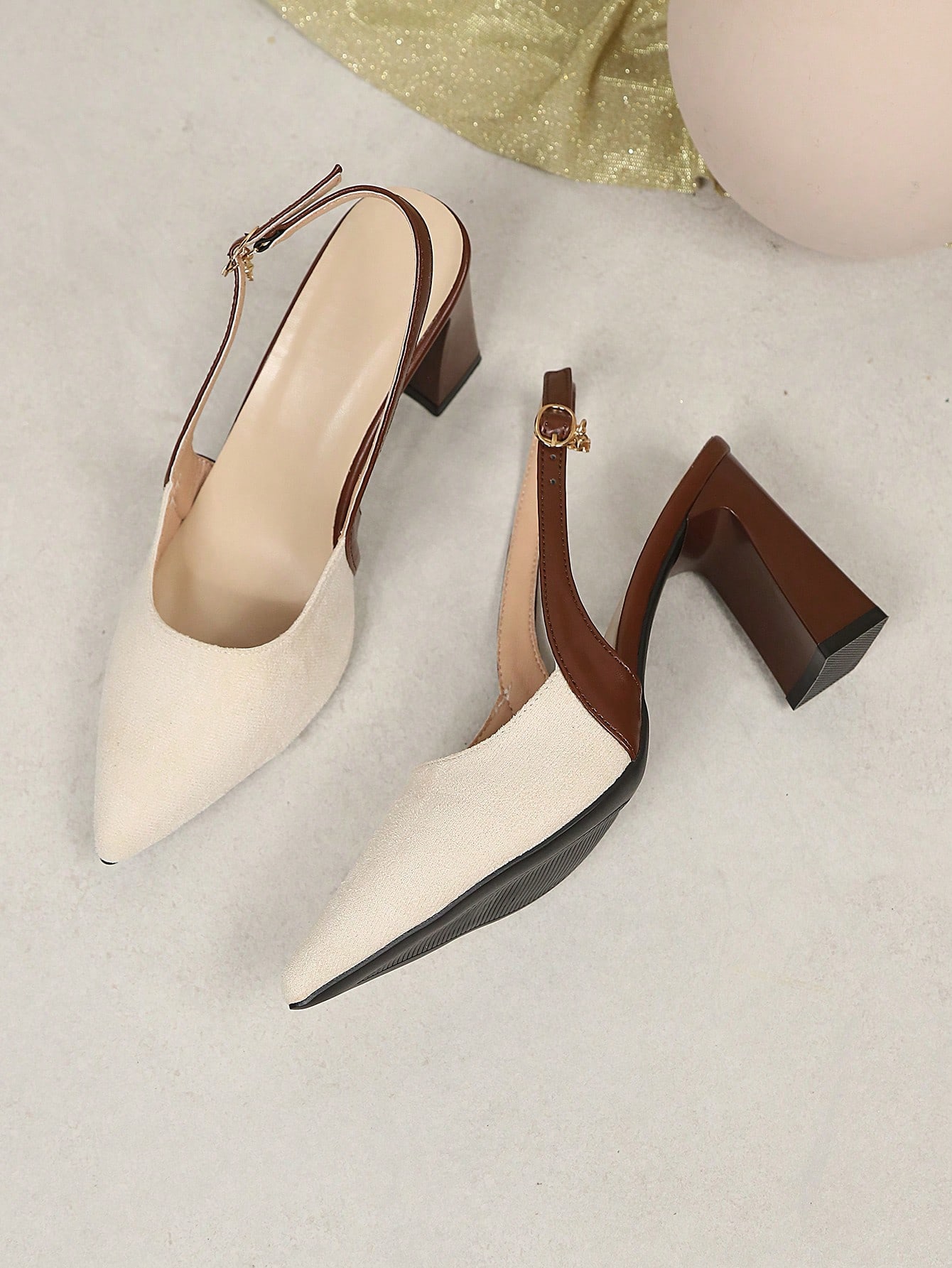 1 paire de sandales à talons hauts noires pour femmes grande taille, en tissu suédé PU de — vue 4