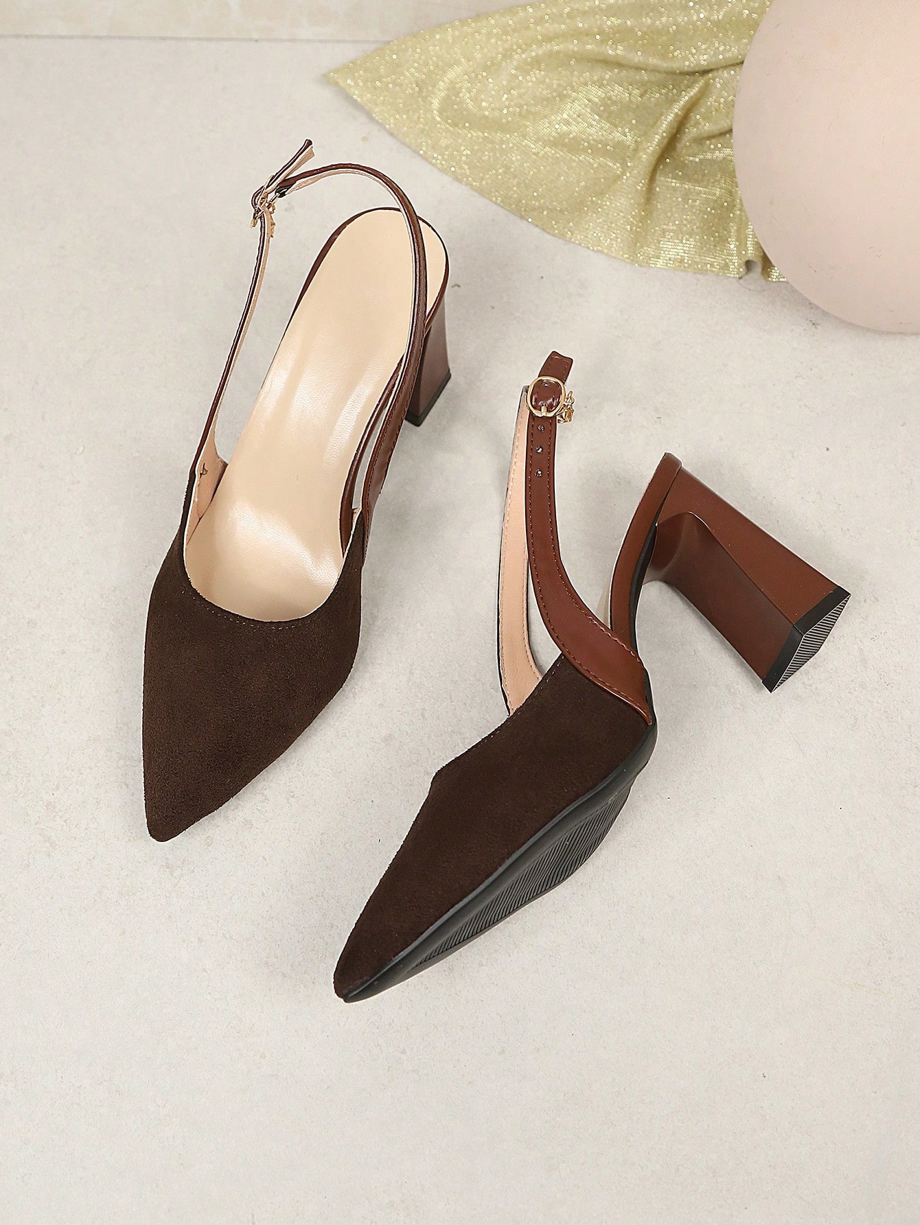 1 paire de sandales à talons hauts noires pour femmes grande taille, en tissu suédé PU de — vue 6
