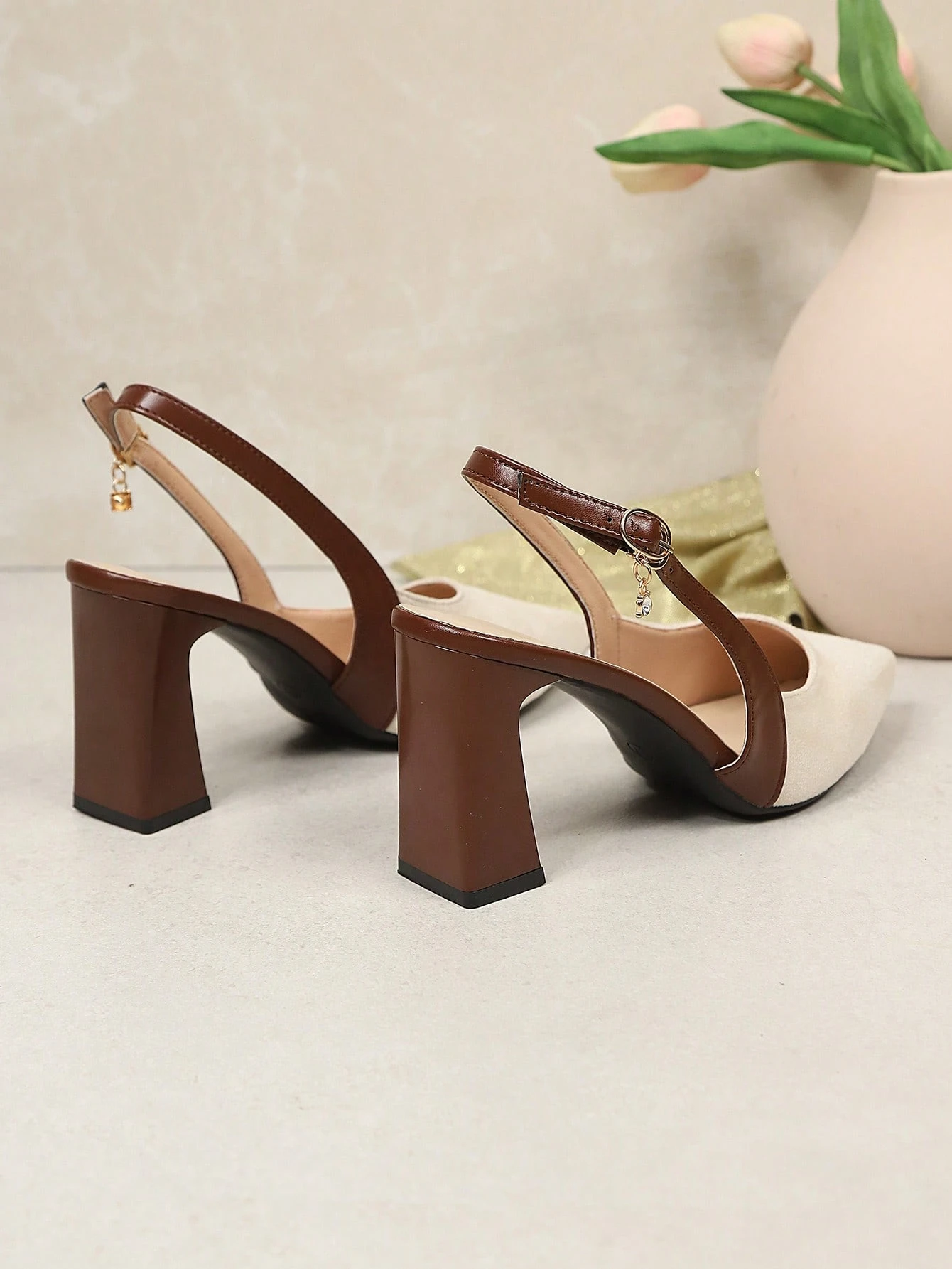 1 paire de sandales à talons hauts noires pour femmes grande taille, en tissu suédé PU de — vue 10