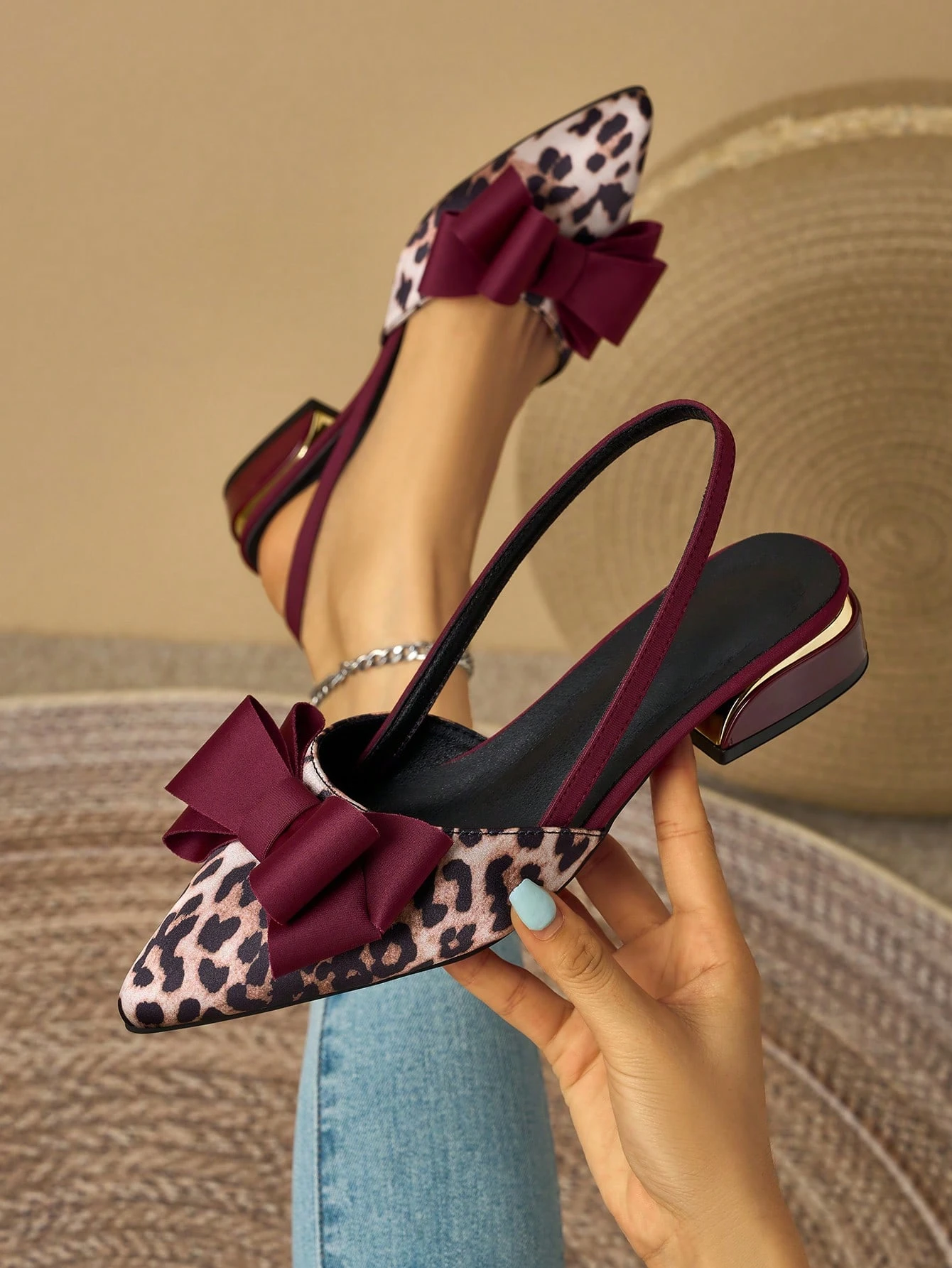 Chaussures plates pour femmes, de couleur unie, style élégant preppy avec décoration — vue 4