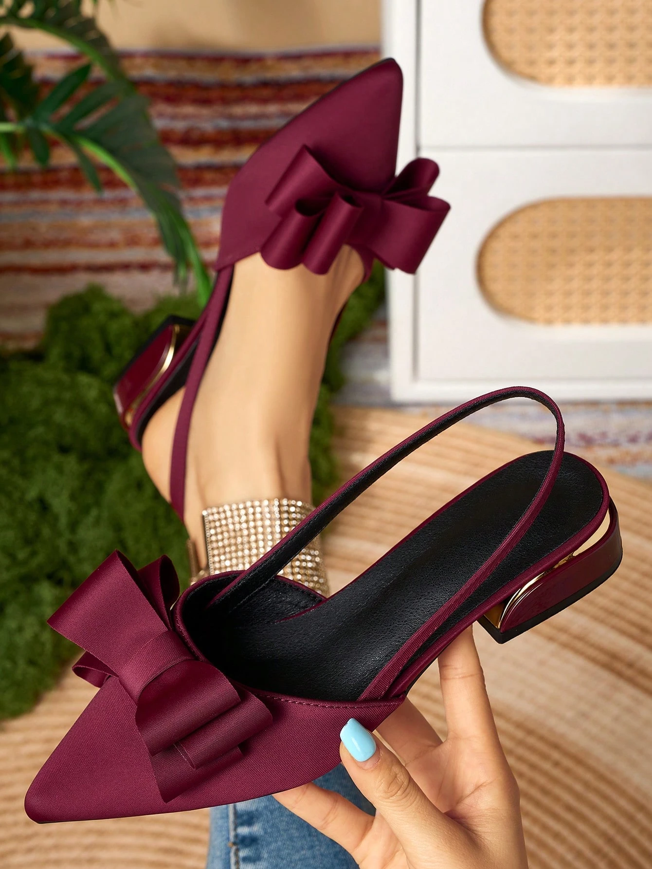 Chaussures plates pour femmes, de couleur unie, style élégant preppy avec décoration — vue 5