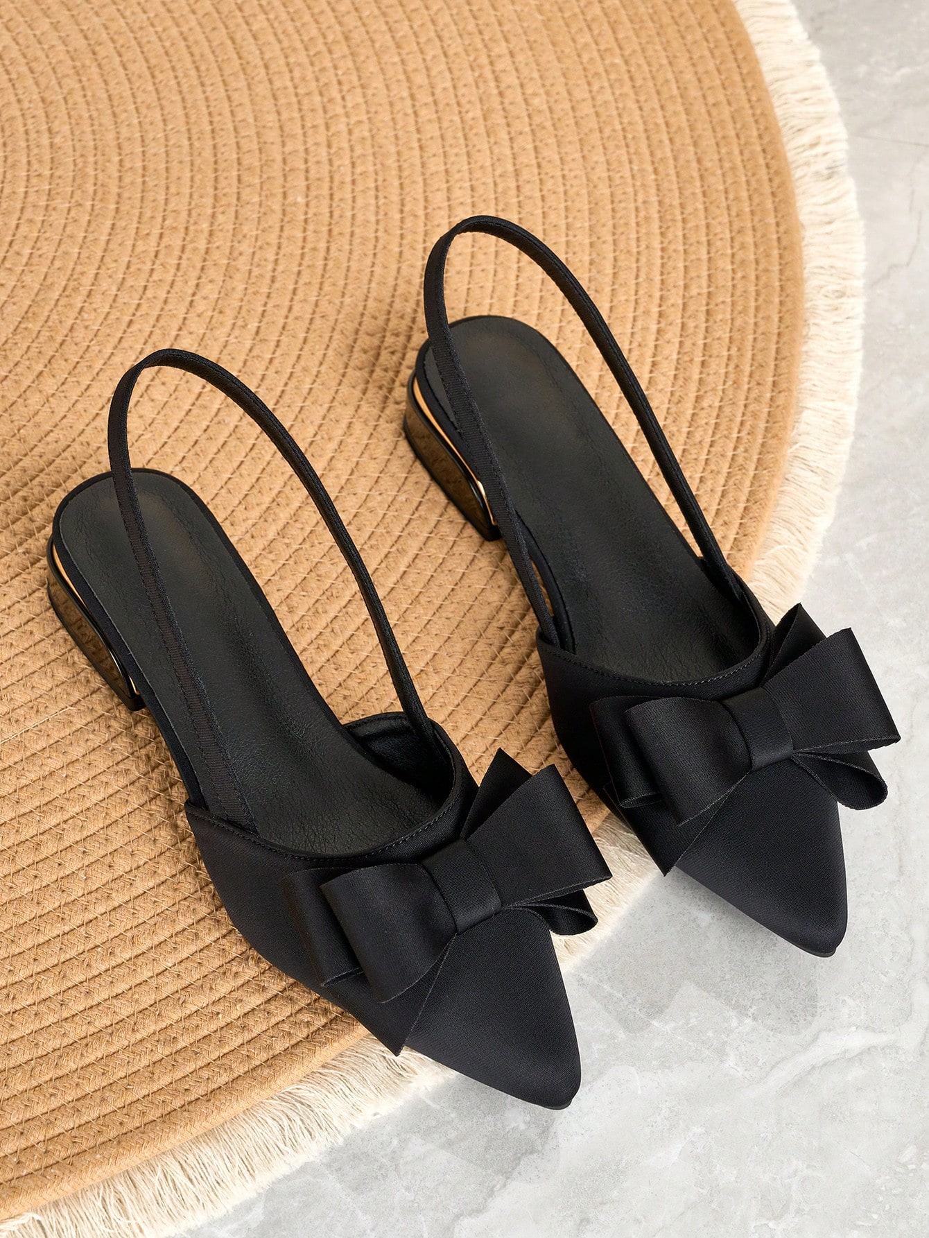 Chaussures plates pour femmes, de couleur unie, style élégant preppy avec décoration — vue 11