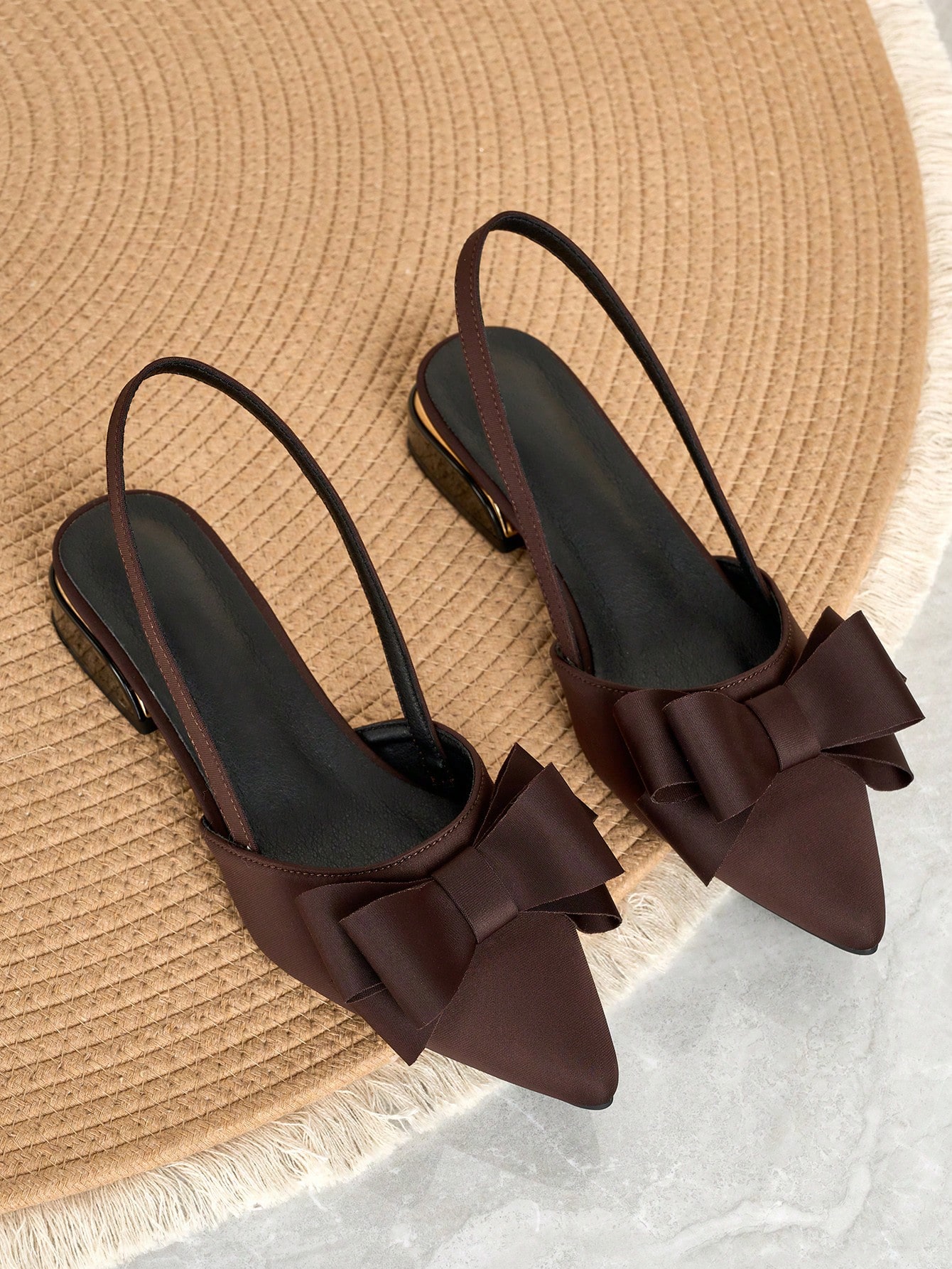 Chaussures plates pour femmes, de couleur unie, style élégant preppy avec décoration — vue 10