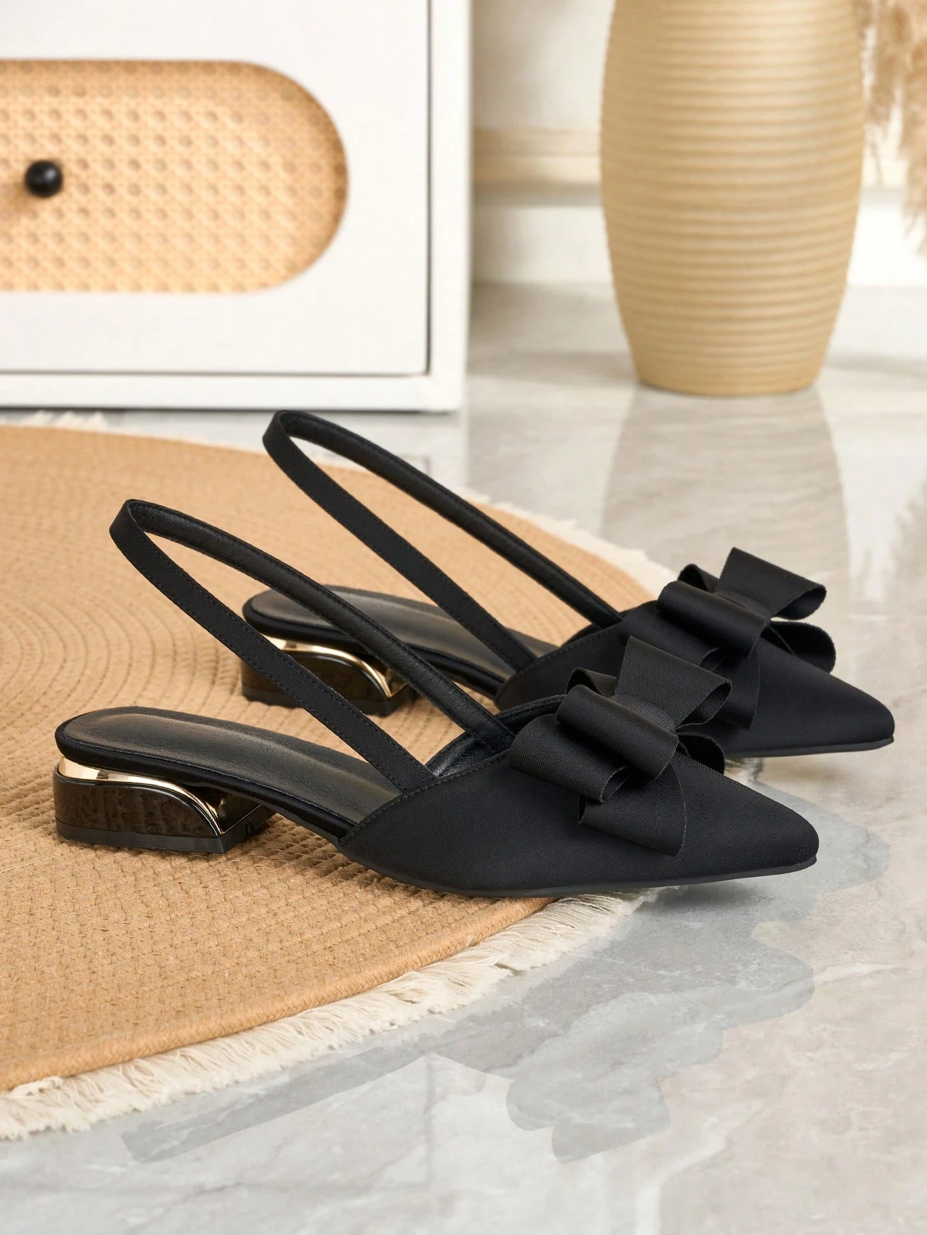 Chaussures plates pour femmes, de couleur unie, style élégant preppy avec décoration — vue 7