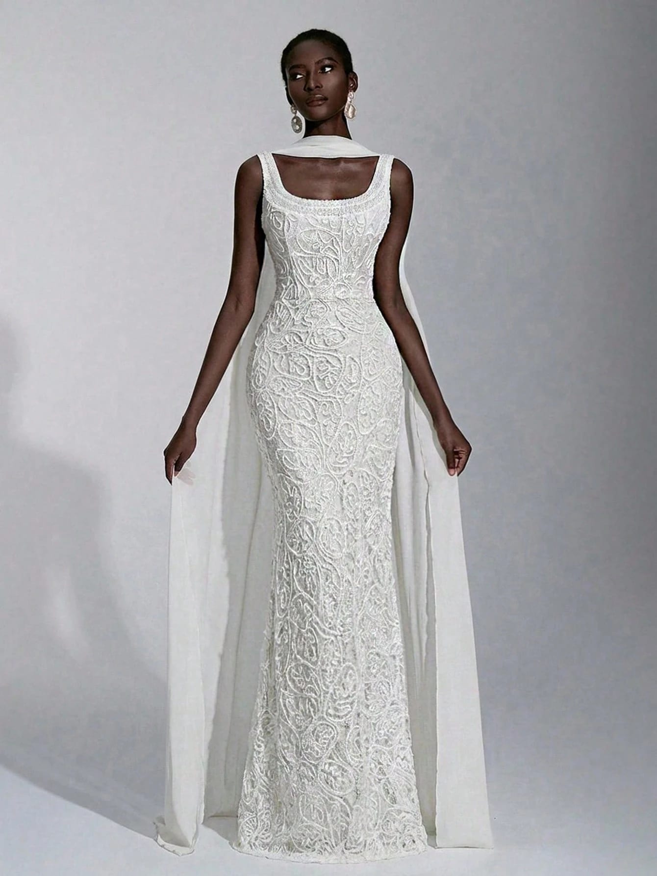 Elitara Robe de mariée blanche élégante d'automne pour mariage, soirée et fête formelle,
