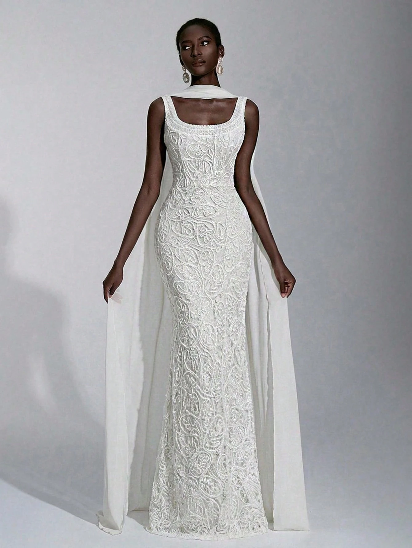 Elitara Robe de mariée blanche élégante d'automne pour mariage, soirée et fête formelle,