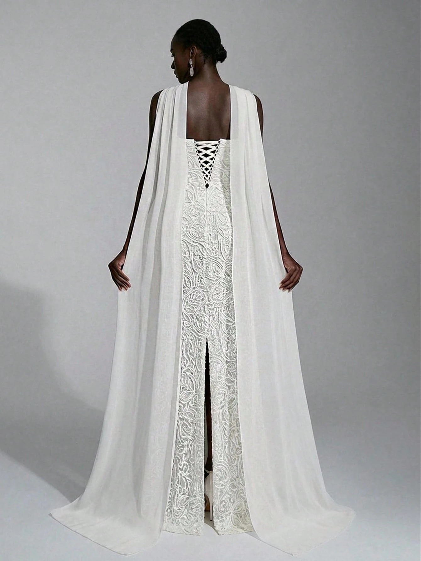 Elitara Robe de mariée blanche élégante d'automne pour mariage, soirée et fête formelle, — vue 5