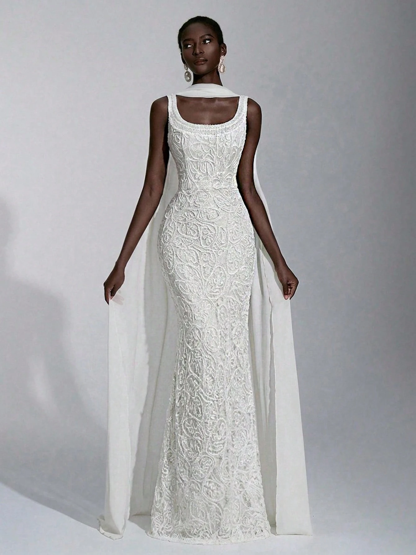 Elitara Robe de mariée blanche élégante d'automne pour mariage, soirée et fête formelle, — vue 9