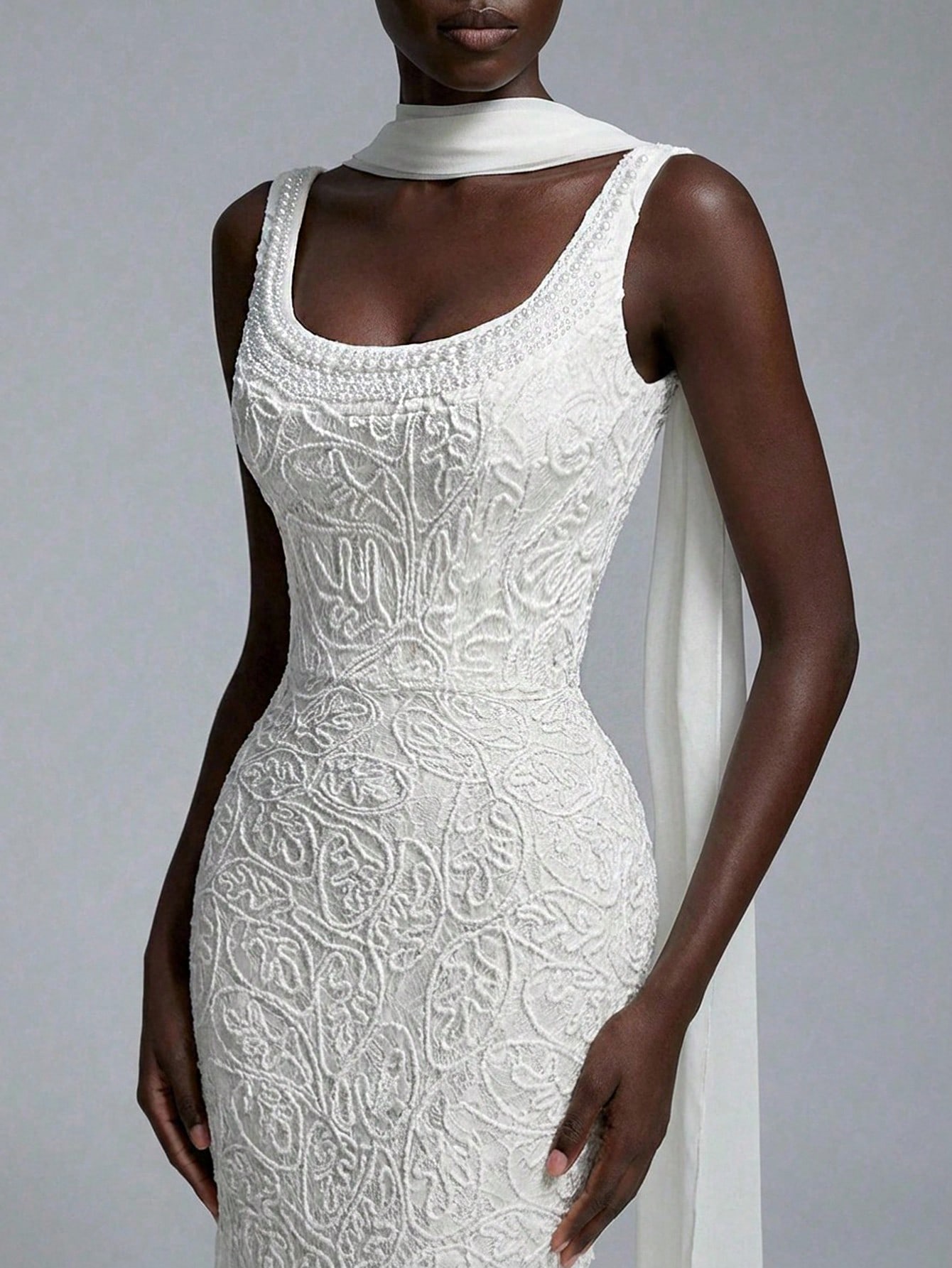 Elitara Robe de mariée blanche élégante d'automne pour mariage, soirée et fête formelle, — vue 11