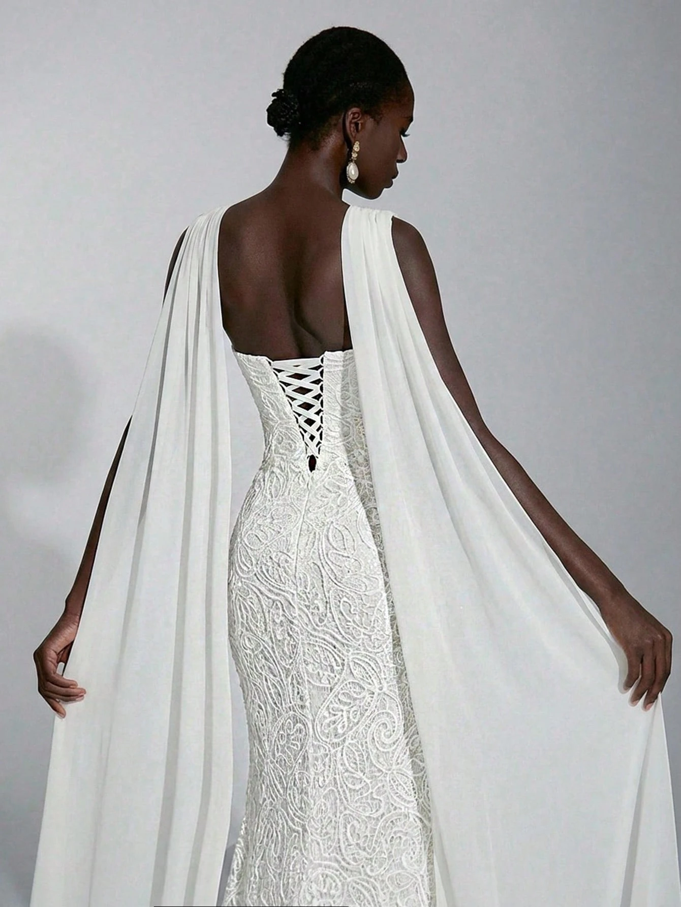 Elitara Robe de mariée blanche élégante d'automne pour mariage, soirée et fête formelle, — vue 7