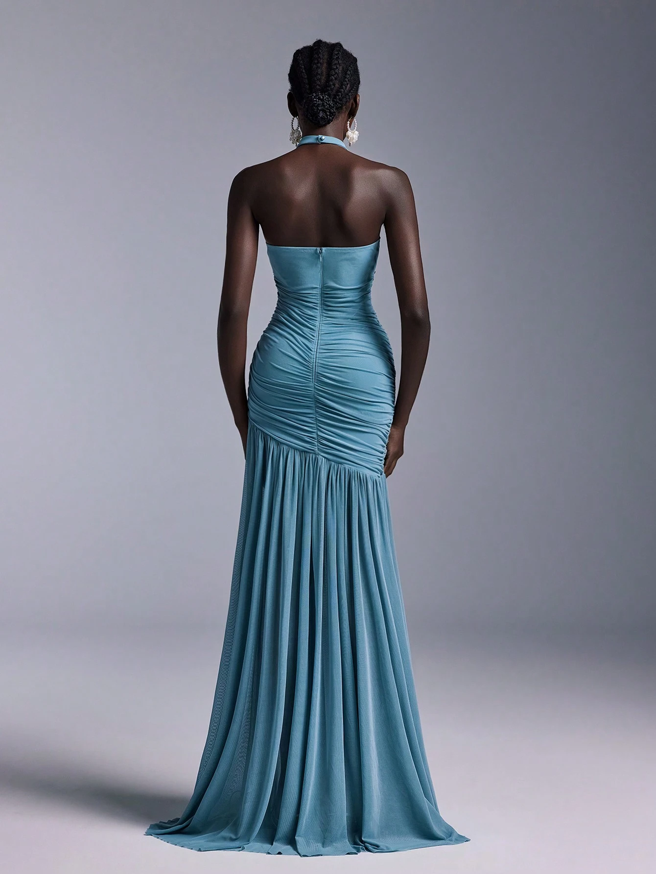 Elitara Robe de demoiselle d'honneur élégante et formelle pour mariage, bleu poussiéreux, — vue 4