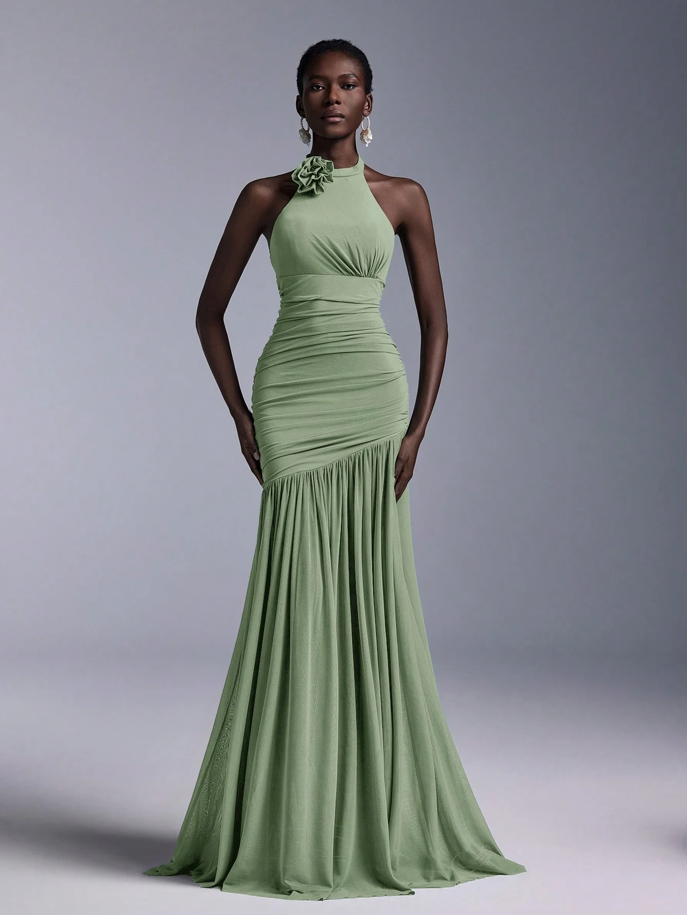 Elitara Robe de demoiselle d'honneur élégante et formelle pour mariage, bleu poussiéreux, — vue 3