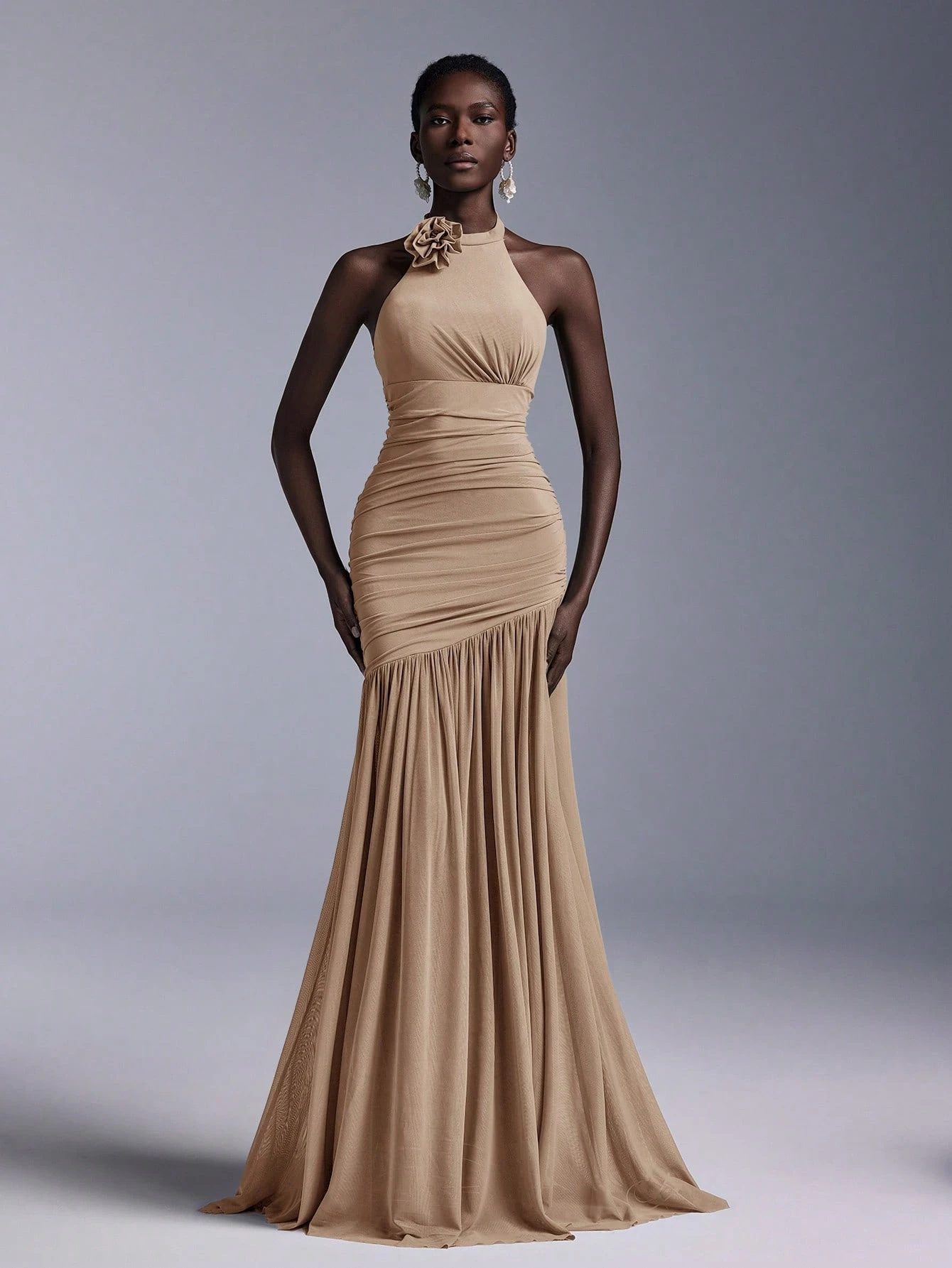 Elitara Robe de demoiselle d'honneur élégante et formelle pour mariage, bleu poussiéreux, — vue 2