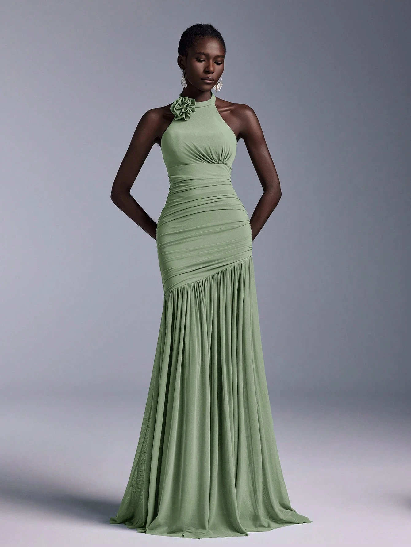 Elitara Robe de demoiselle d'honneur élégante et formelle pour mariage, bleu poussiéreux, — vue 12