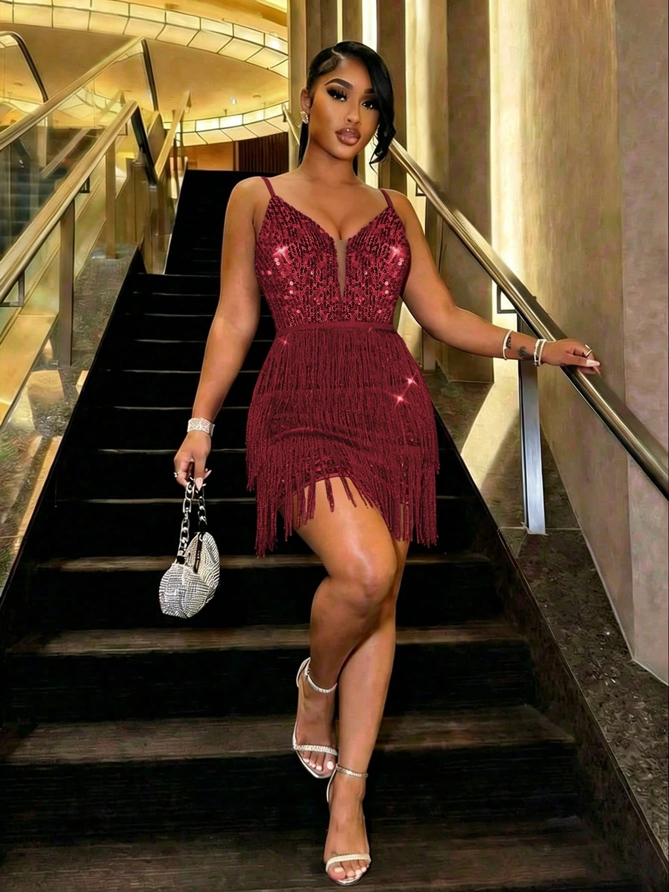 CHOSMO Robe de bal pour femmes, robe de retour à la maison, robe scintillante pour — vue 6