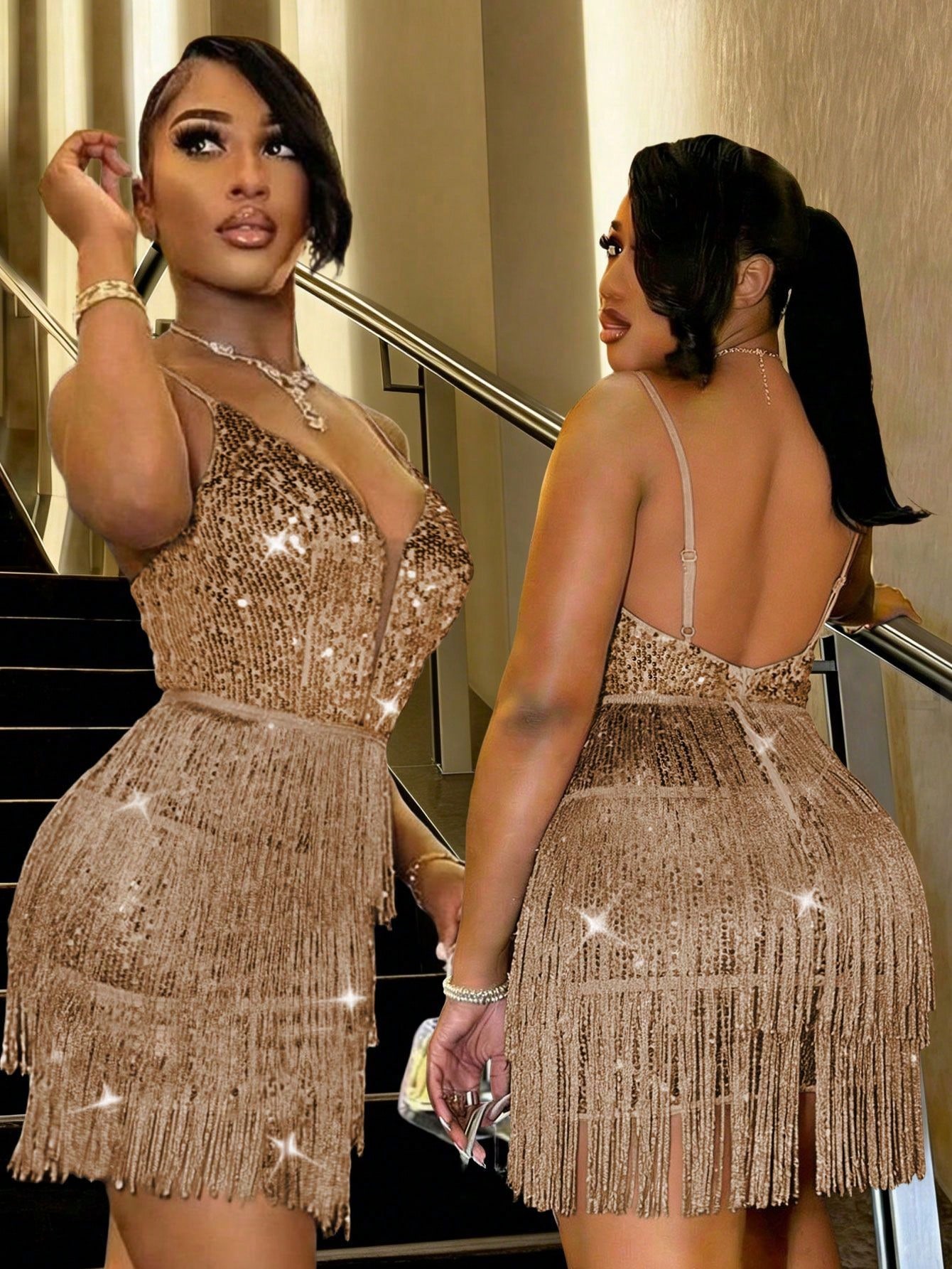 CHOSMO Robe de bal pour femmes, robe de retour à la maison, robe scintillante pour — vue 9