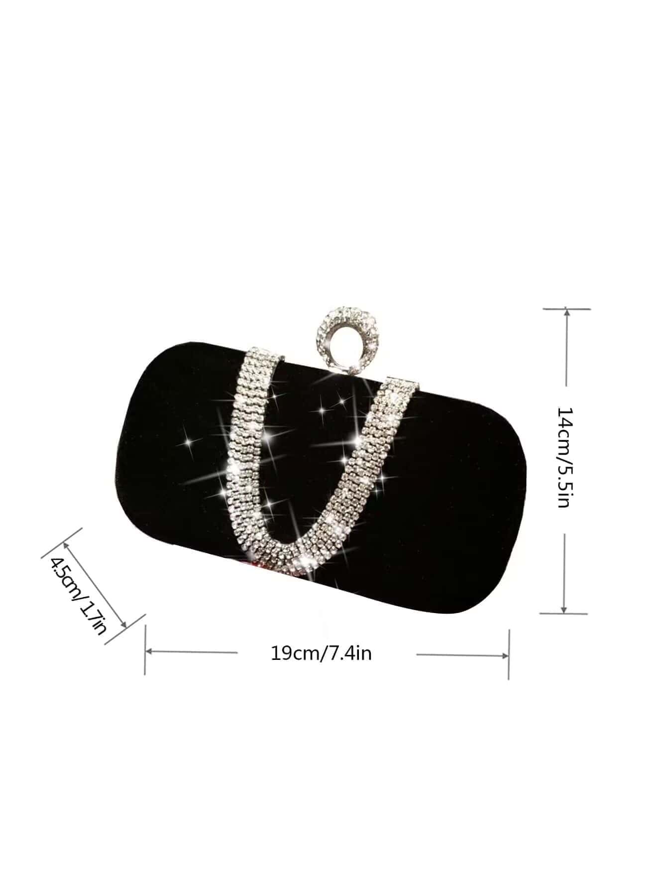 Mini Sac À Main De Soirée Glamour Pour Femmes, Embellissement De Strass Avec Poignée En — vue 4