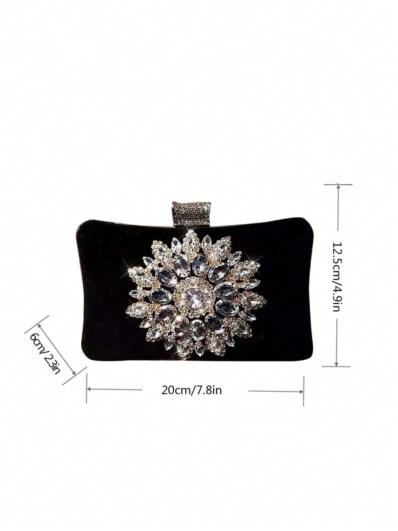 Mini Sac À Main De Soirée Glamour Pour Femmes, Embellissement De Strass Avec Poignée En — vue 9