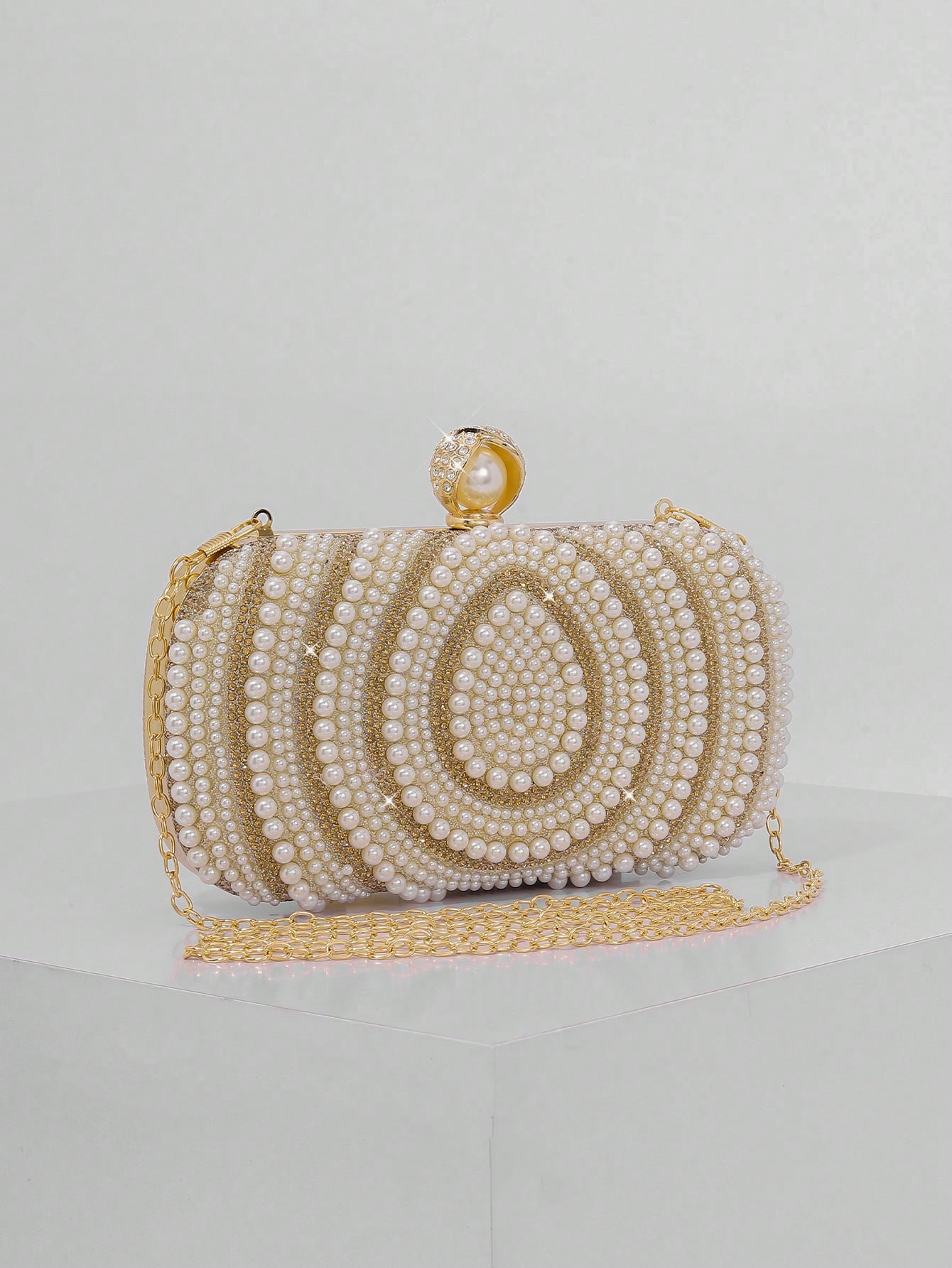 Sac de soirée élégant/à motif de perles de forme boîte, sac de soirée, sac à main de — vue 2