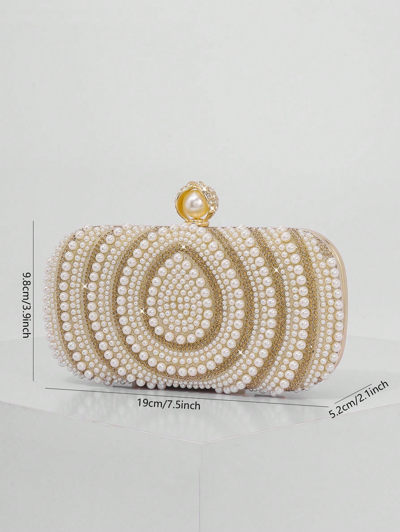 Sac de soirée élégant/à motif de perles de forme boîte, sac de soirée, sac à main de — vue 3