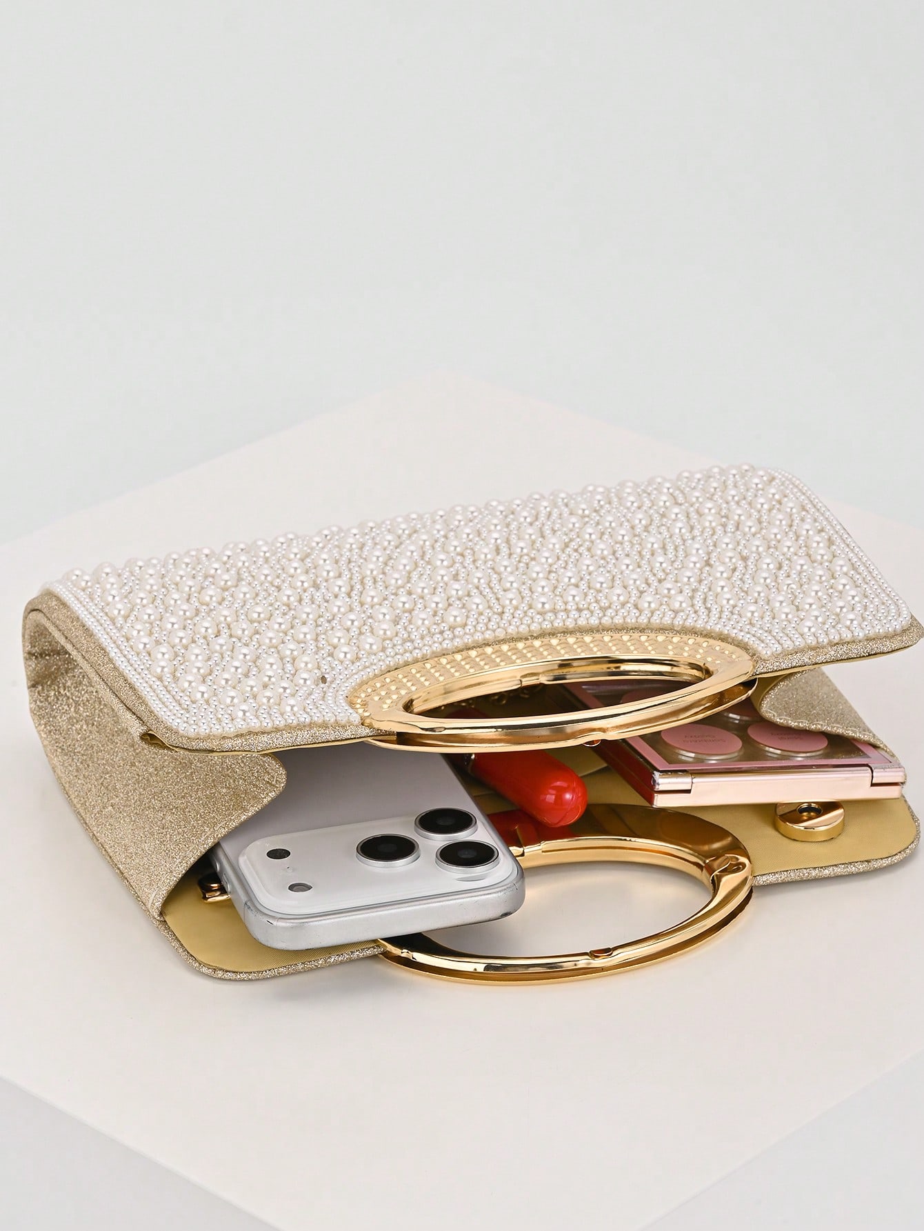 Sac de soirée élégant/à motif de perles de forme boîte, sac de soirée, sac à main de — vue 8
