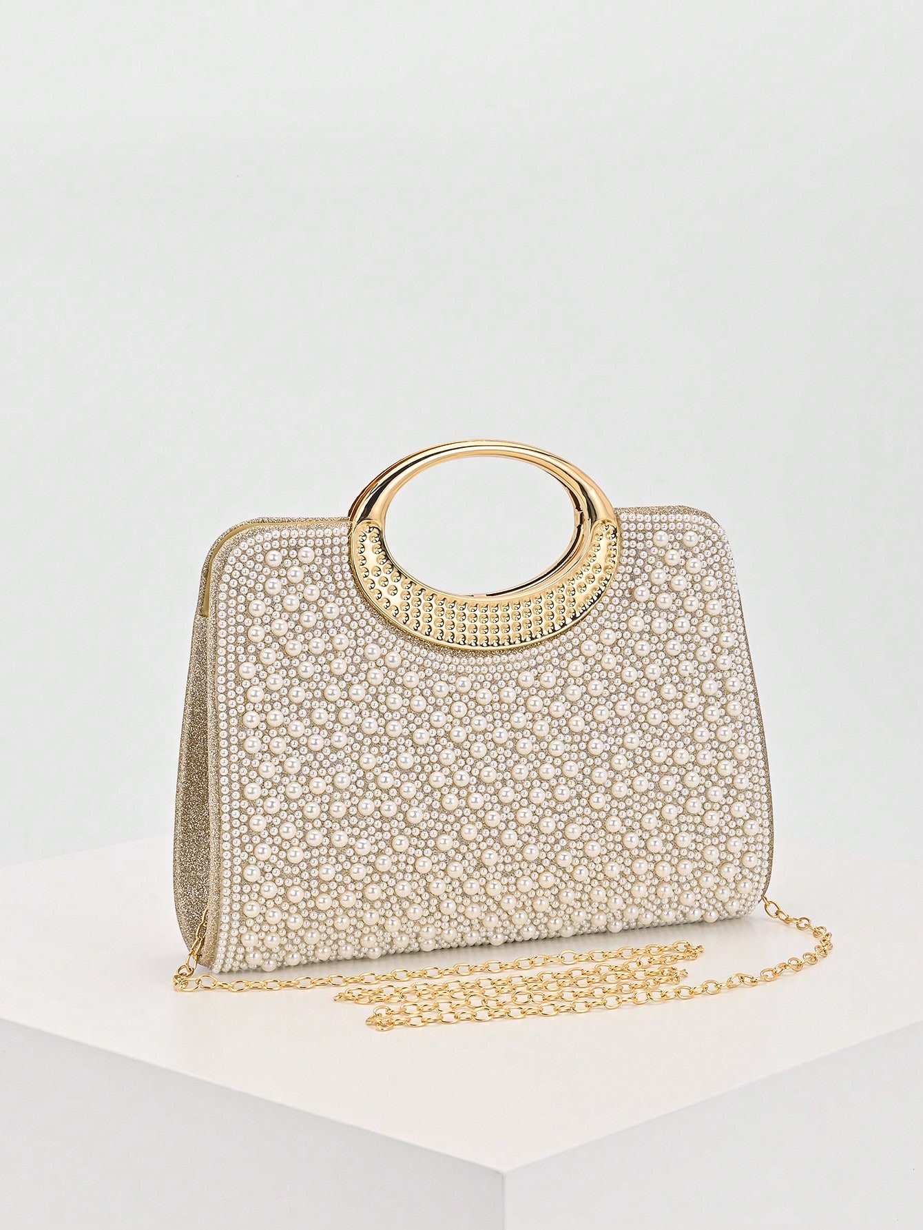 Sac de soirée élégant/à motif de perles de forme boîte, sac de soirée, sac à main de — vue 11
