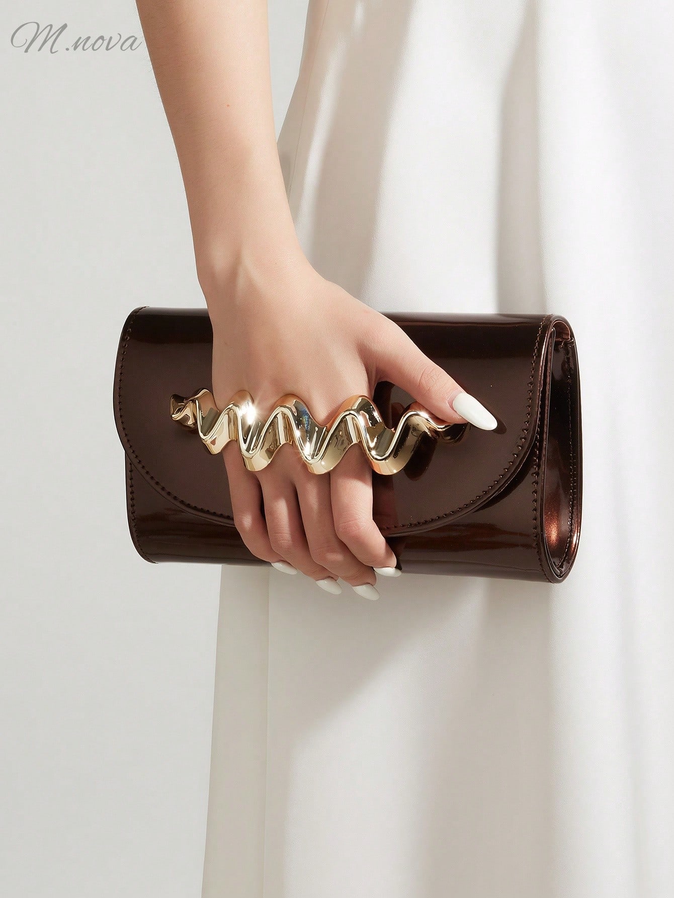 Sac à main de soirée élégant et luxueux pour femmes, en PU avec grand miroir, brillant et — vue 7