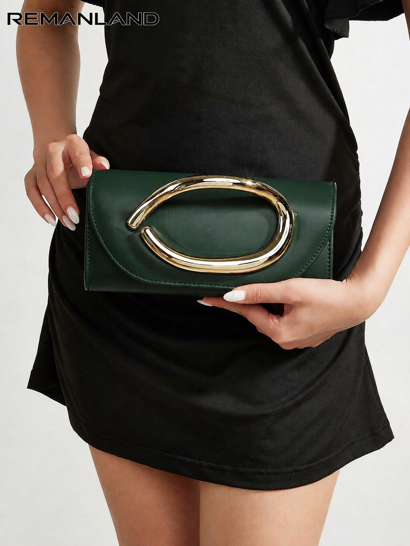 REMANLAND Pochette vintage de couleur unie, mini portefeuille polyvalent, sac à main à la — vue 6