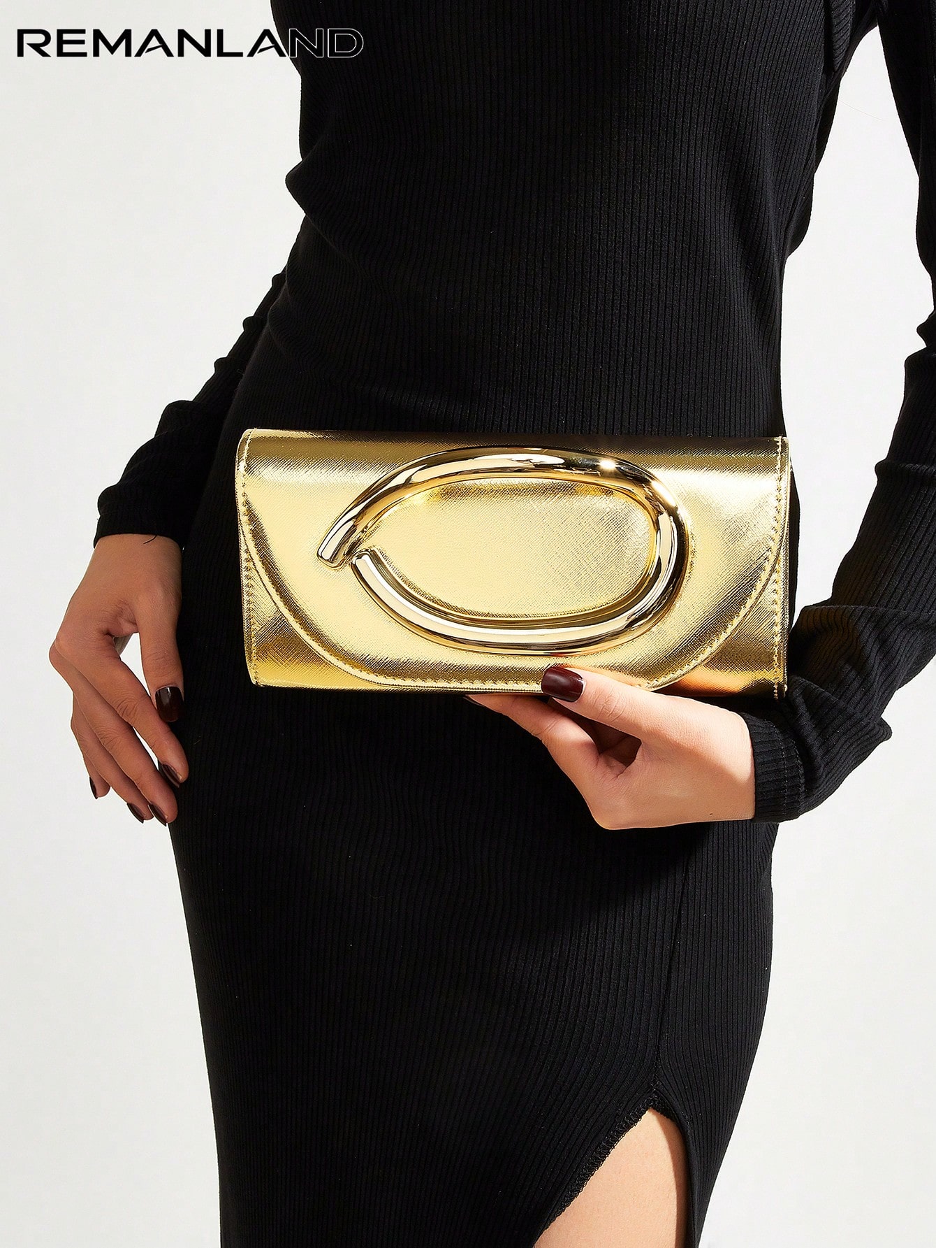 REMANLAND Pochette vintage de couleur unie, mini portefeuille polyvalent, sac à main à la — vue 7