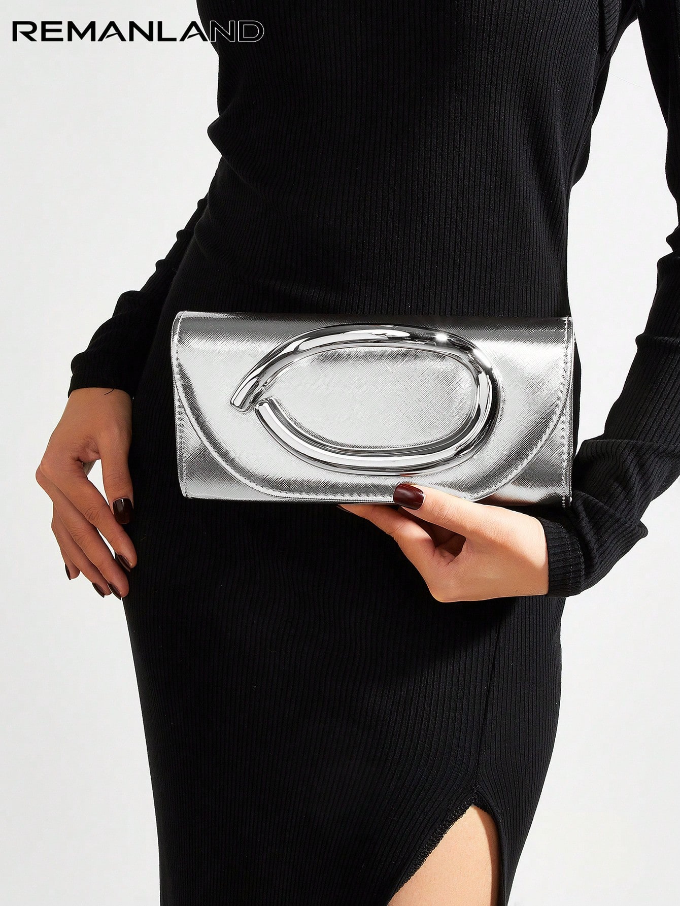 REMANLAND Pochette vintage de couleur unie, mini portefeuille polyvalent, sac à main à la — vue 8