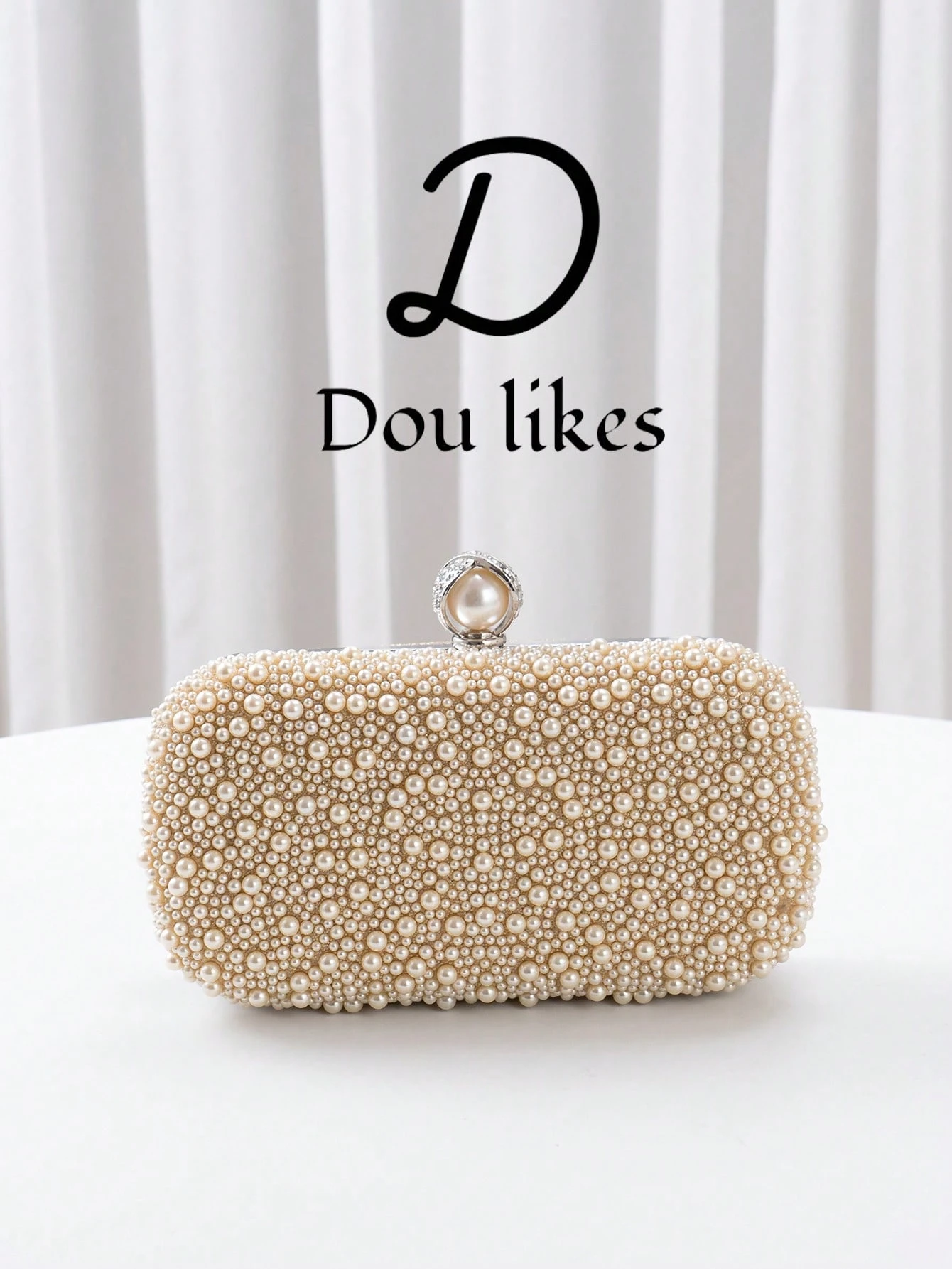 Pochette de soirée en perles blanches, Sac de soirée en perles, Pochette de fiançailles — vue 2