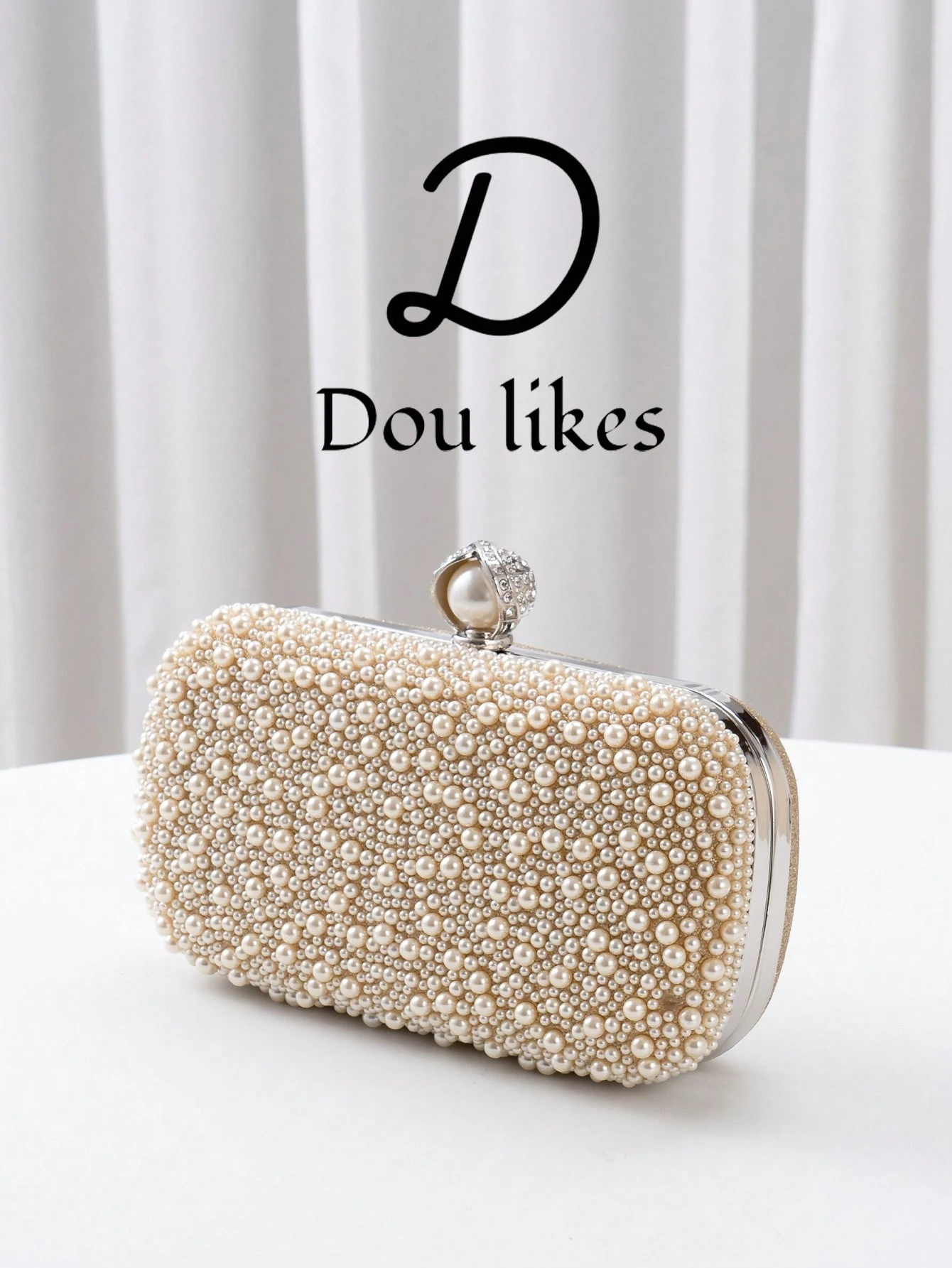 Pochette de soirée en perles blanches, Sac de soirée en perles, Pochette de fiançailles — vue 9