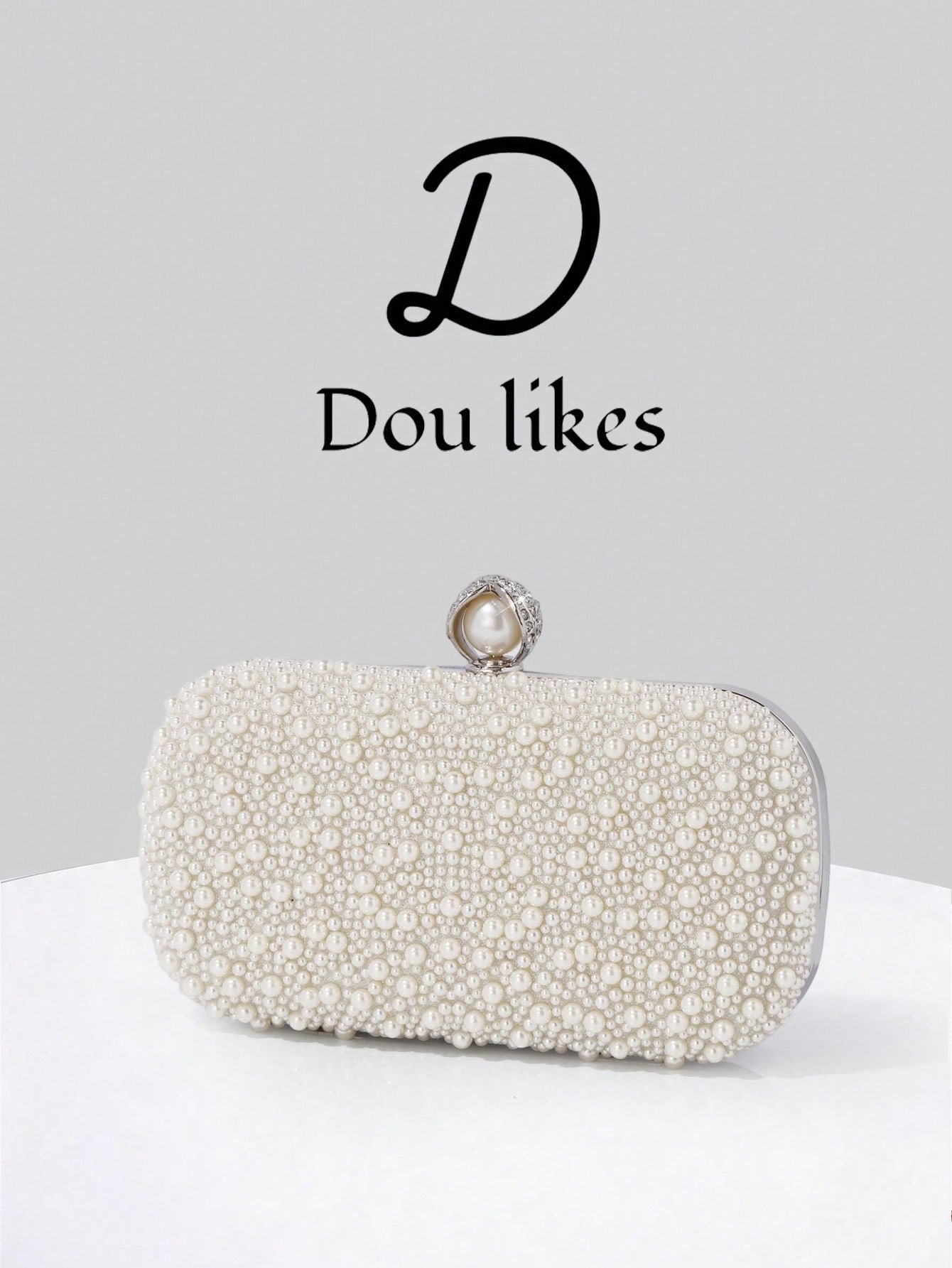 Pochette de soirée en perles blanches, Sac de soirée en perles, Pochette de fiançailles — vue 8