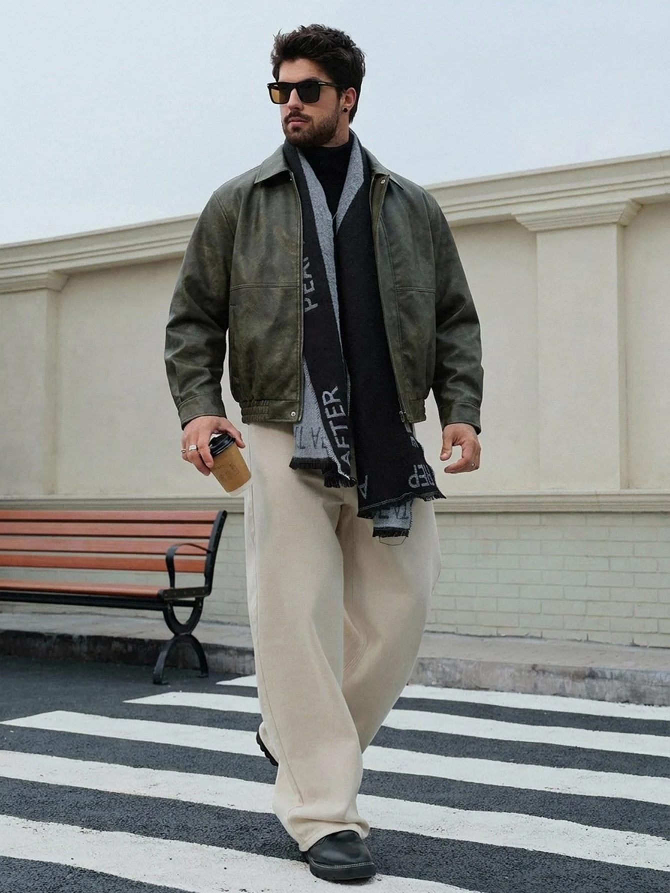 DAZY Veste en cuir PU marron châtaigne épaisse et ample pour hommes, automne/hiver — vue 12