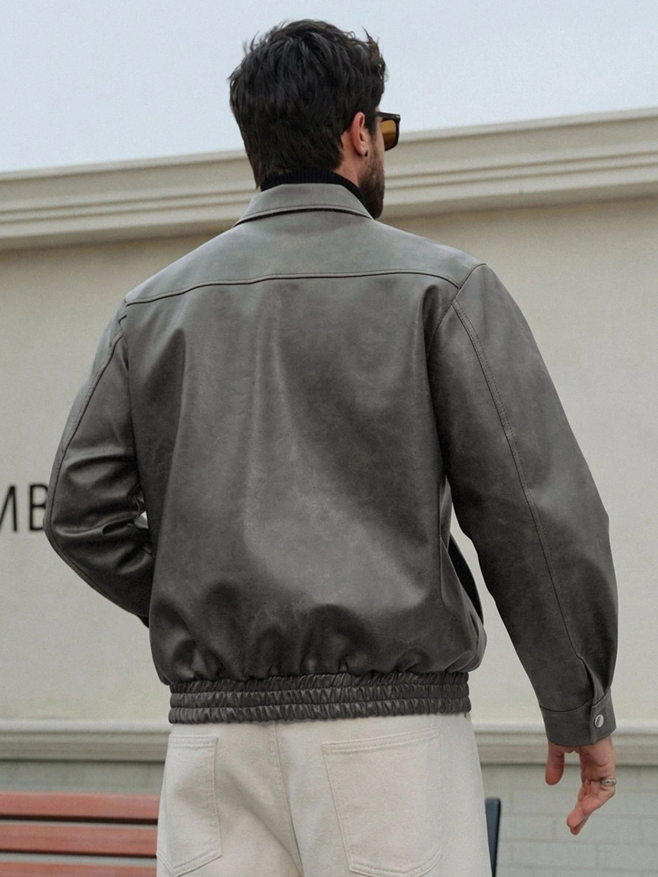 DAZY Veste en cuir PU marron châtaigne épaisse et ample pour hommes, automne/hiver — vue 7