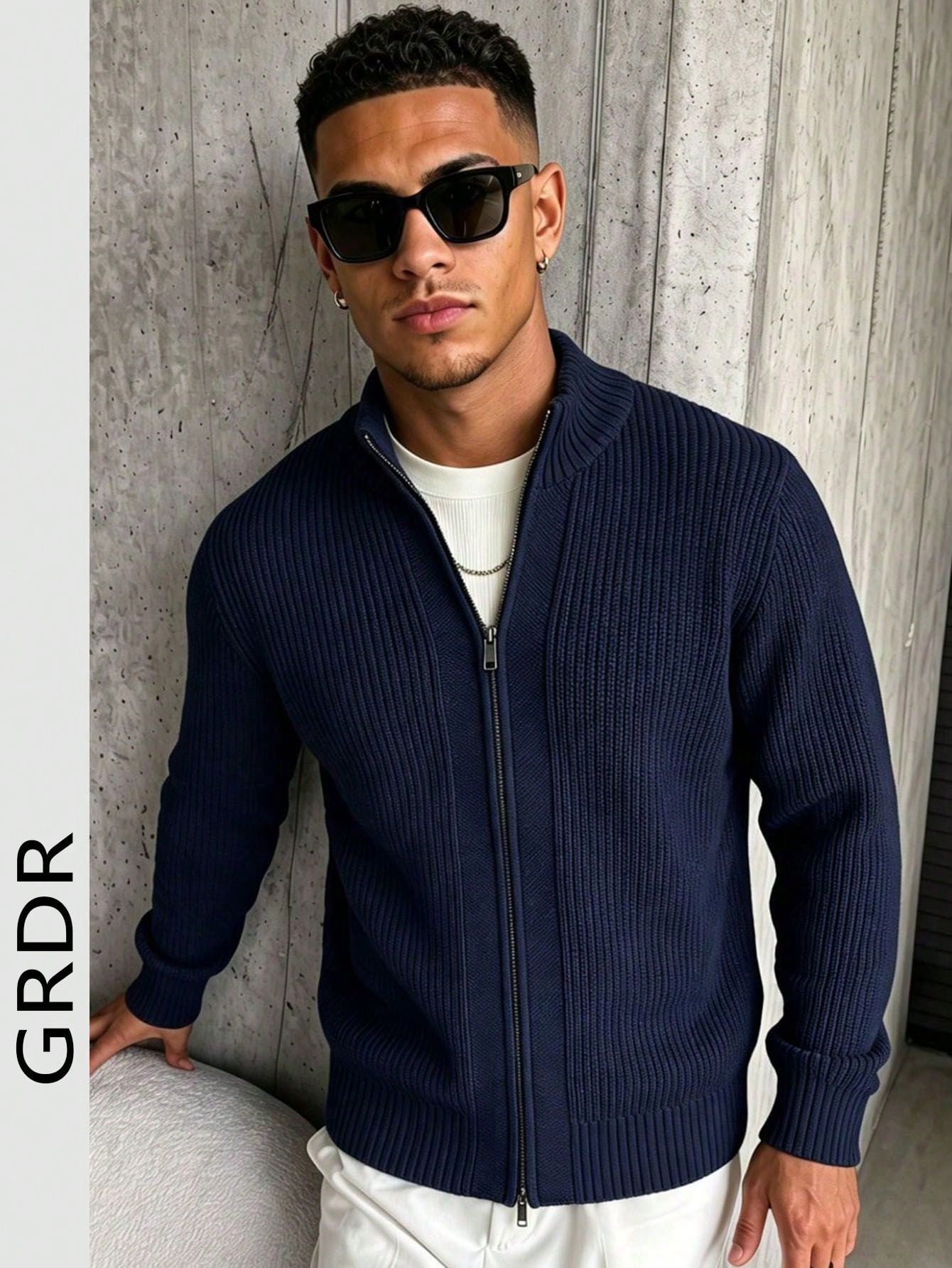 Cardigan zippé à manches longues décontracté pour homme GRDR, polyvalent pour le port — vue 5