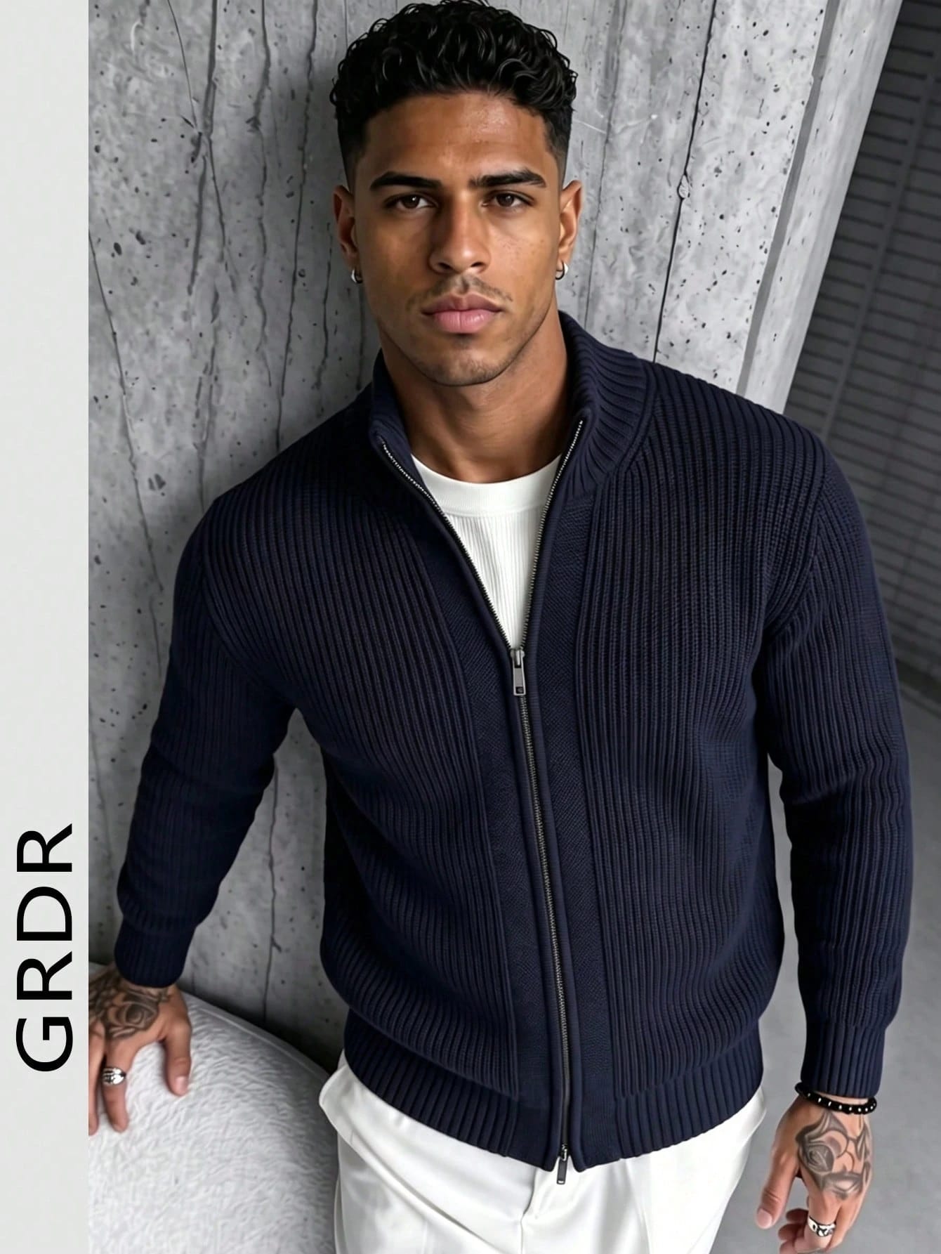 Cardigan zippé à manches longues décontracté pour homme GRDR, polyvalent pour le port