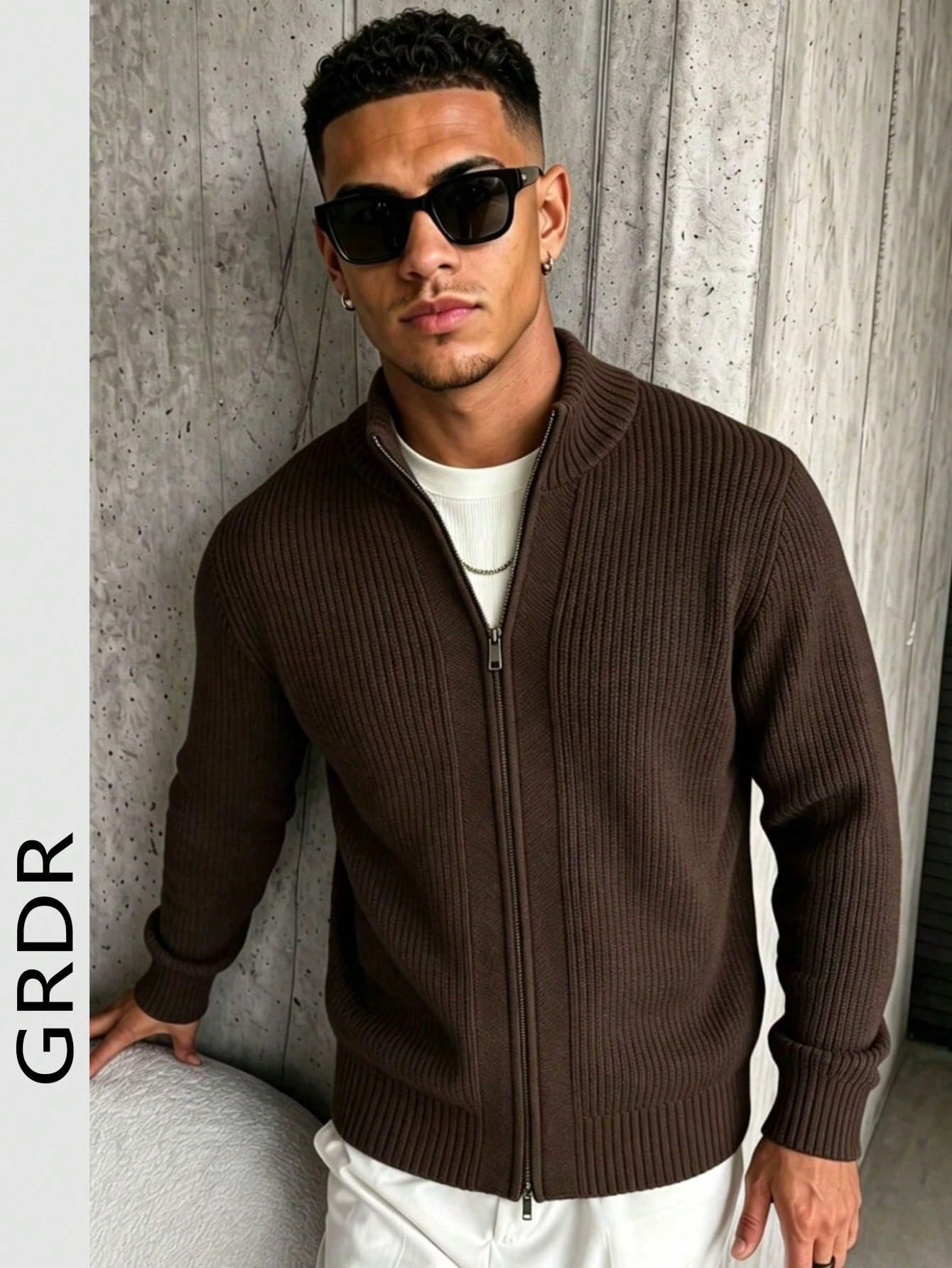 Cardigan zippé à manches longues décontracté pour homme GRDR, polyvalent pour le port — vue 7