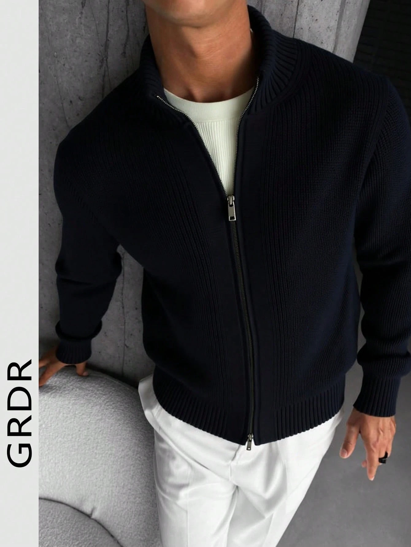Cardigan zippé à manches longues décontracté pour homme GRDR, polyvalent pour le port — vue 10