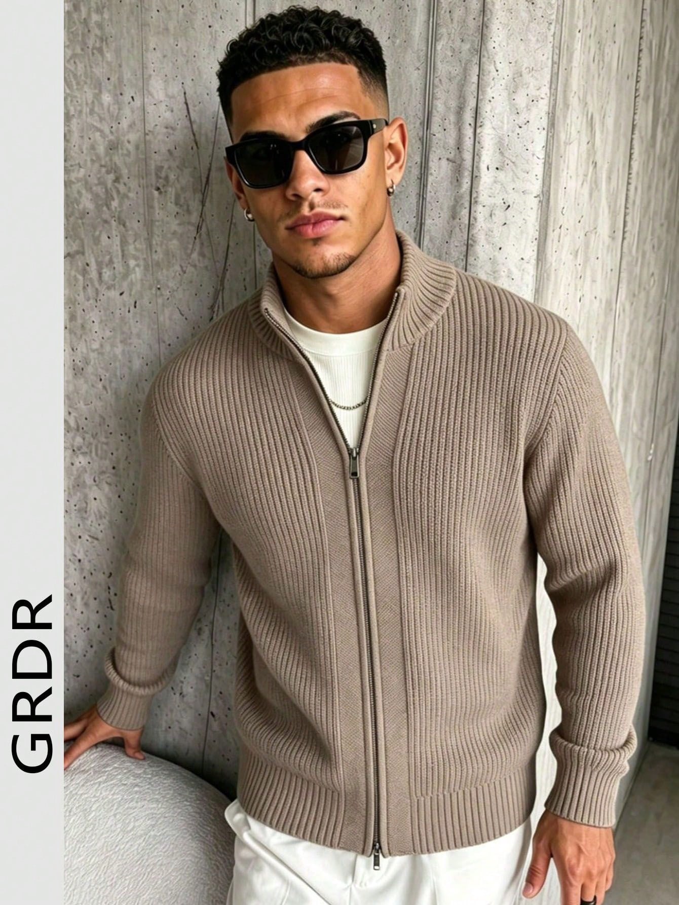 Cardigan zippé à manches longues décontracté pour homme GRDR, polyvalent pour le port — vue 8