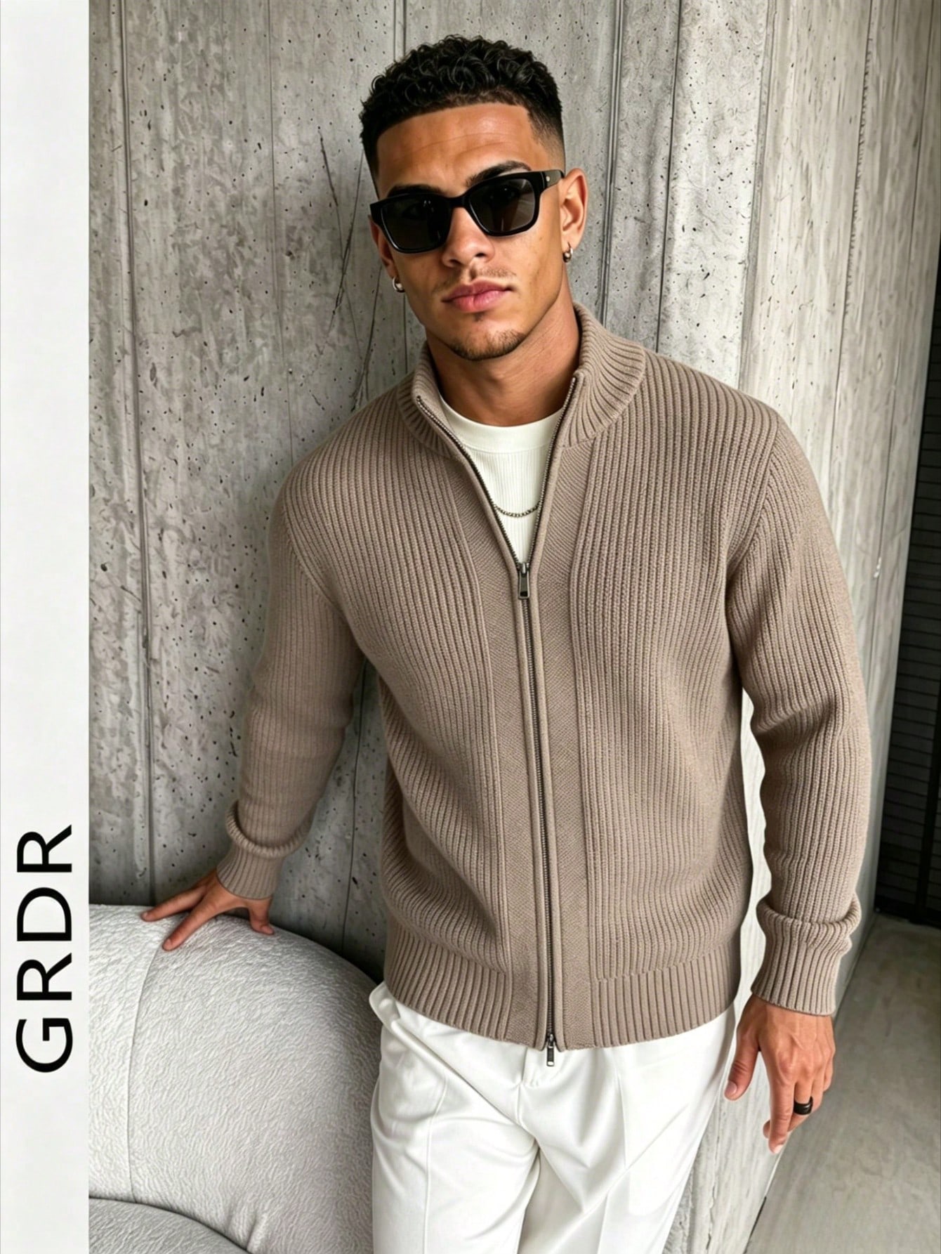 Cardigan zippé à manches longues décontracté pour homme GRDR, polyvalent pour le port — vue 13