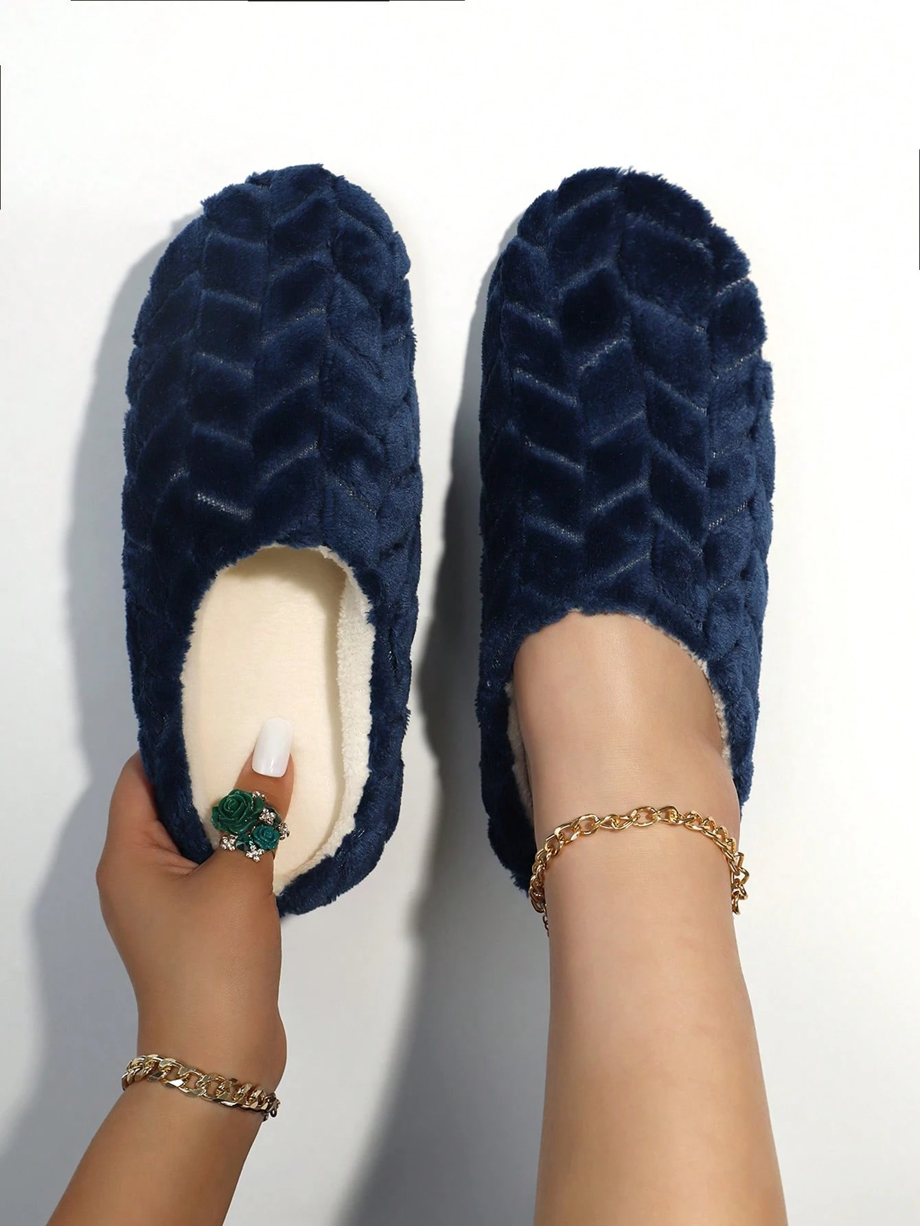 Pantoufles de maison en peluche de blé soufflé à la mode pour femmes, chaussons de sol — vue 20