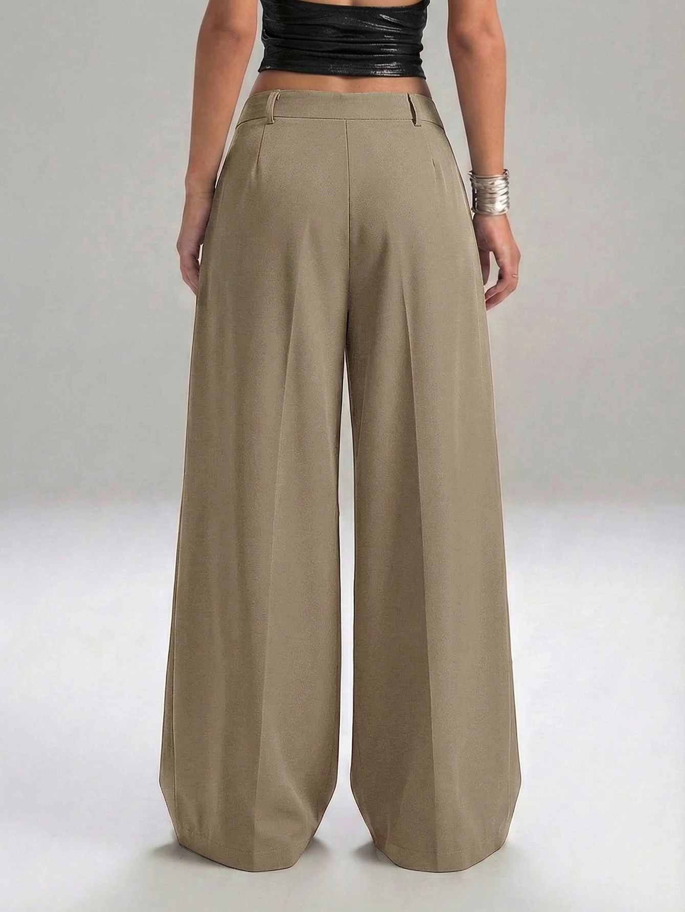 LYSMO Pantalon ample casual à plis larges et simples pour femmes — vue 11
