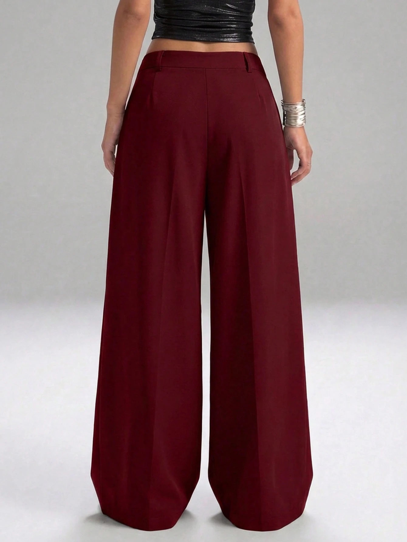 EZwear Pantalon Kaki Uni À Jambe Large — vue 11