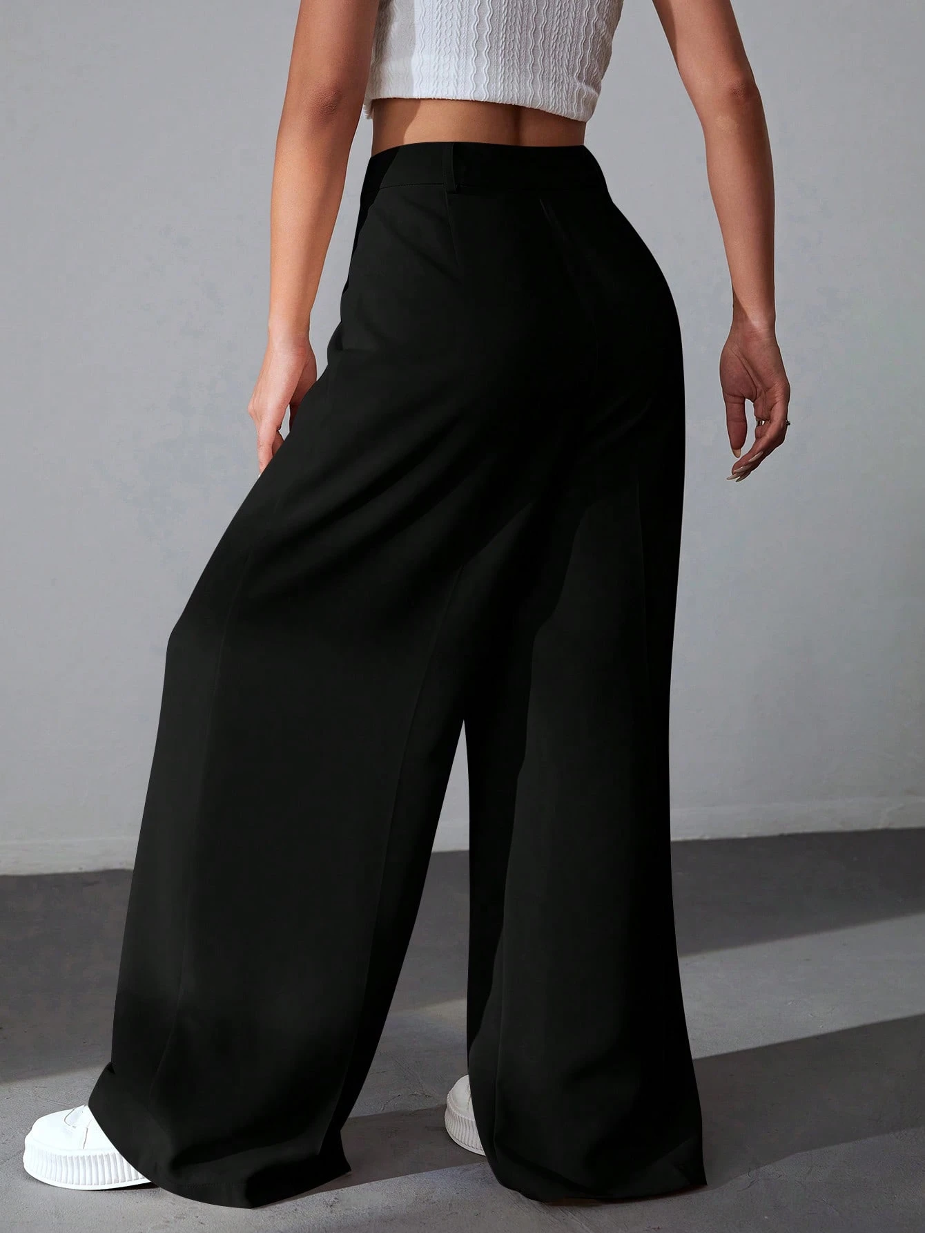 EZwear Pantalon Kaki Uni À Jambe Large — vue 10