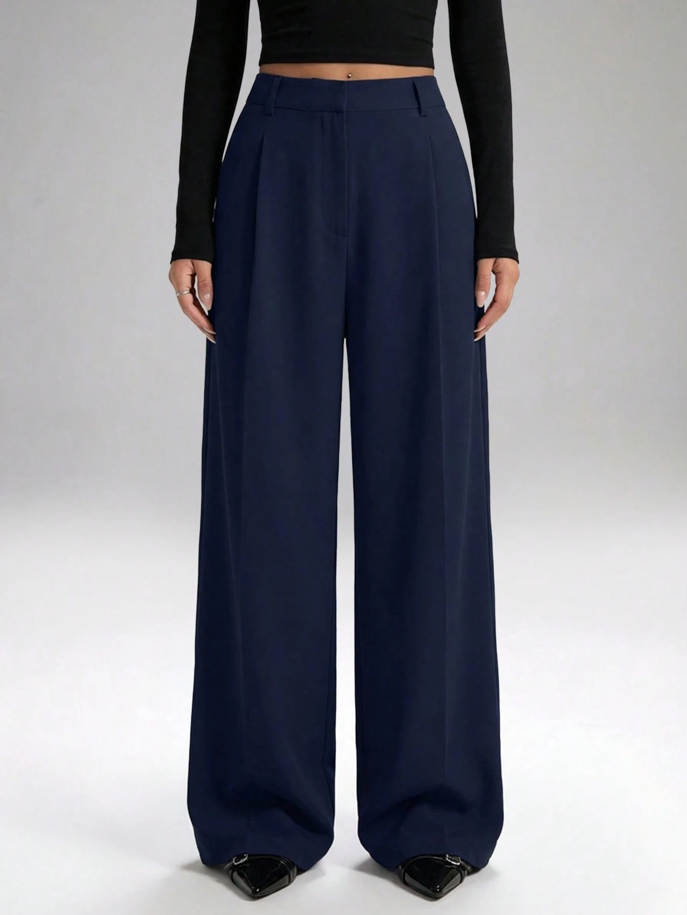 EZwear Pantalon Kaki Uni À Jambe Large — vue 18